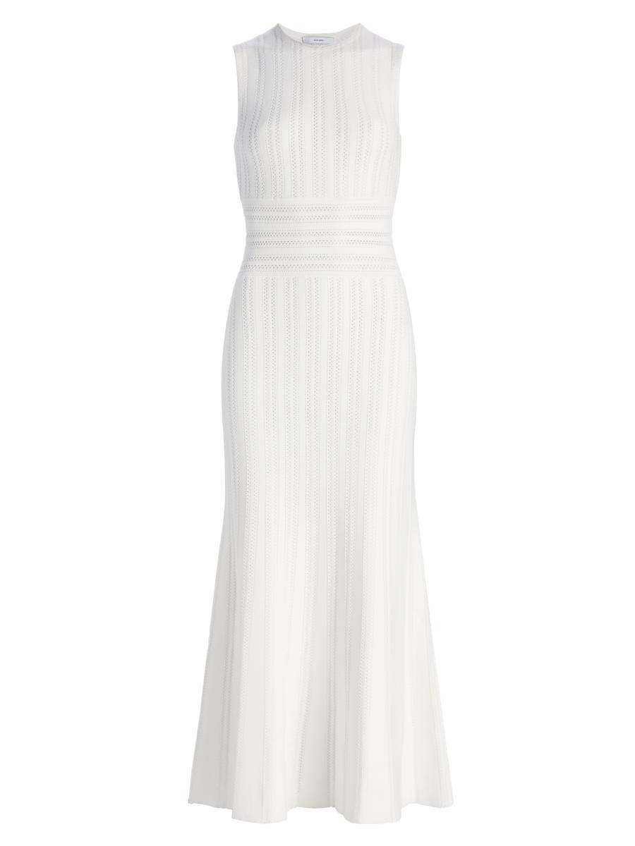 Adam Lippes Women's Sloan Compact Jacquard Midi-dress In White