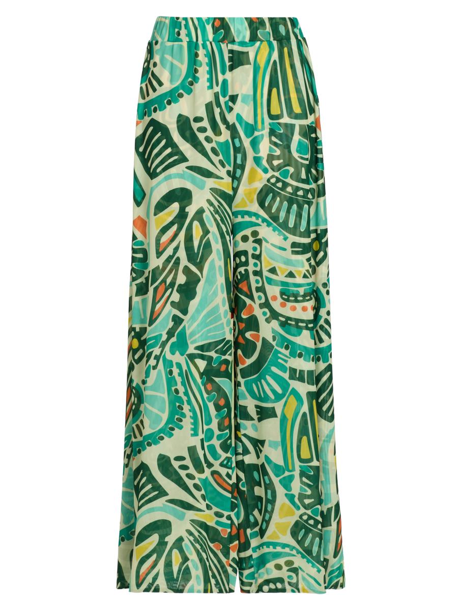 Eywasouls Malibu Women's Seby Printed Mesh Wide-leg Pants In Jungle Rhythm