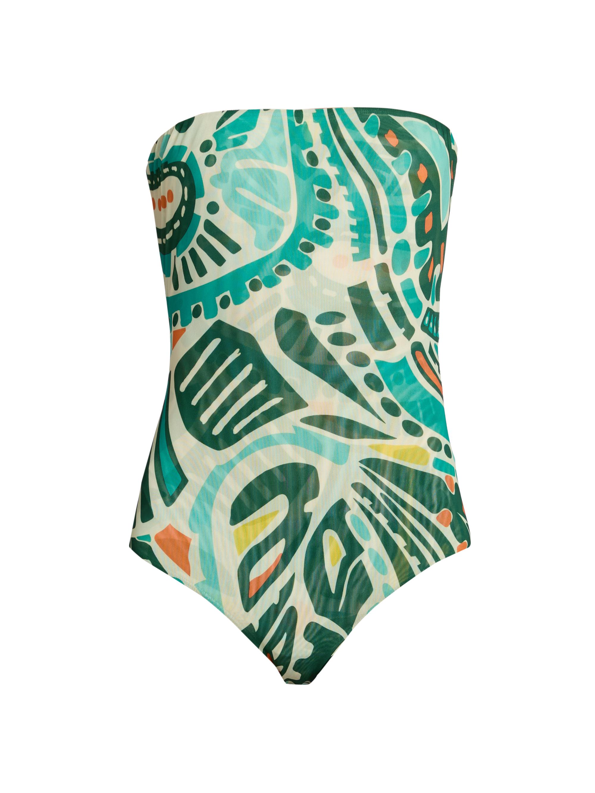 Eywasouls Malibu Women's Soleil Printed Bandeau One-Piece Swimsuit - Jungle Rhythm