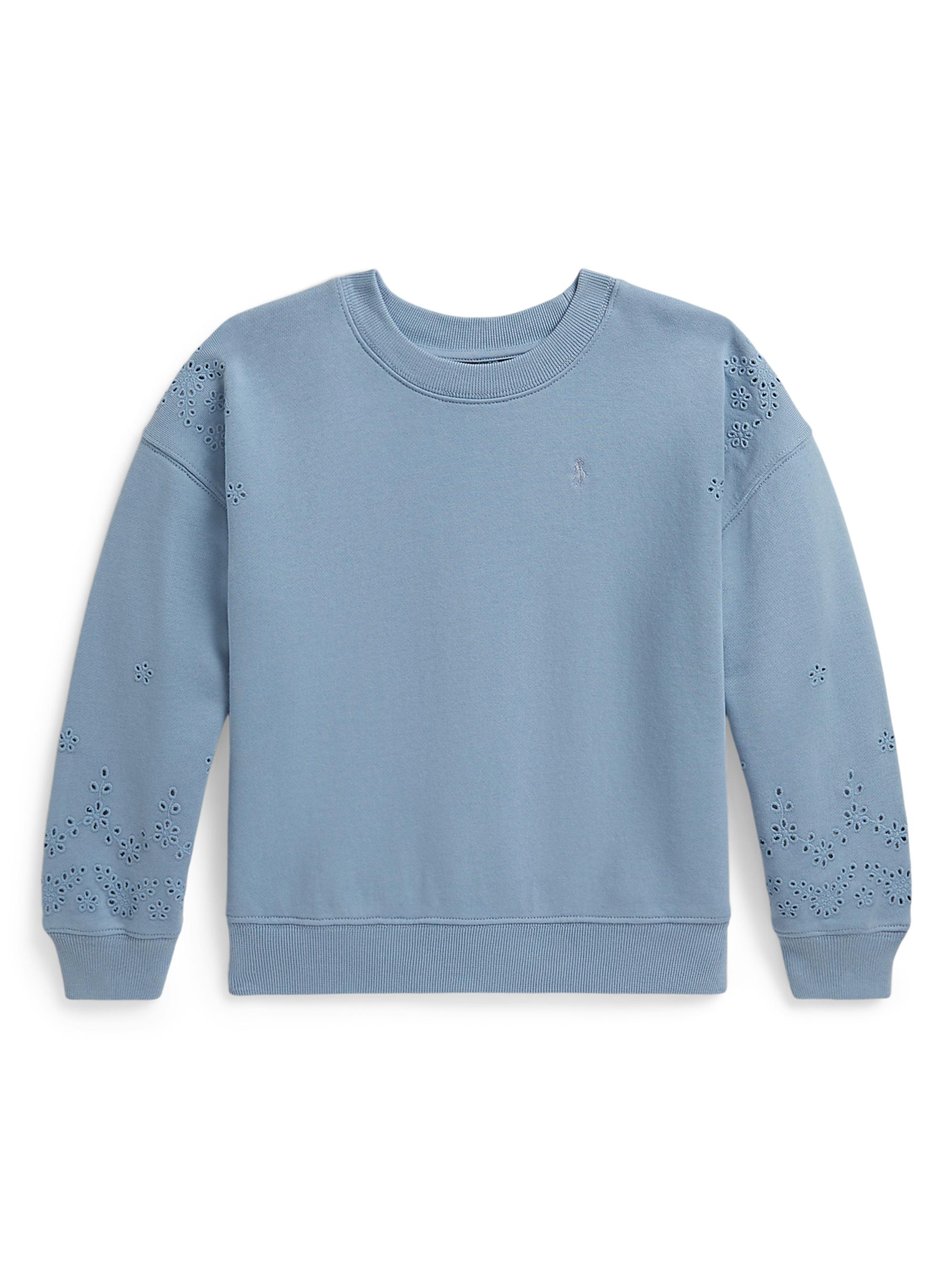 Polo Ralph Lauren Little Girl's & Girl's Eyelet Loopback Terry Sweatshirt - Vessel Blue