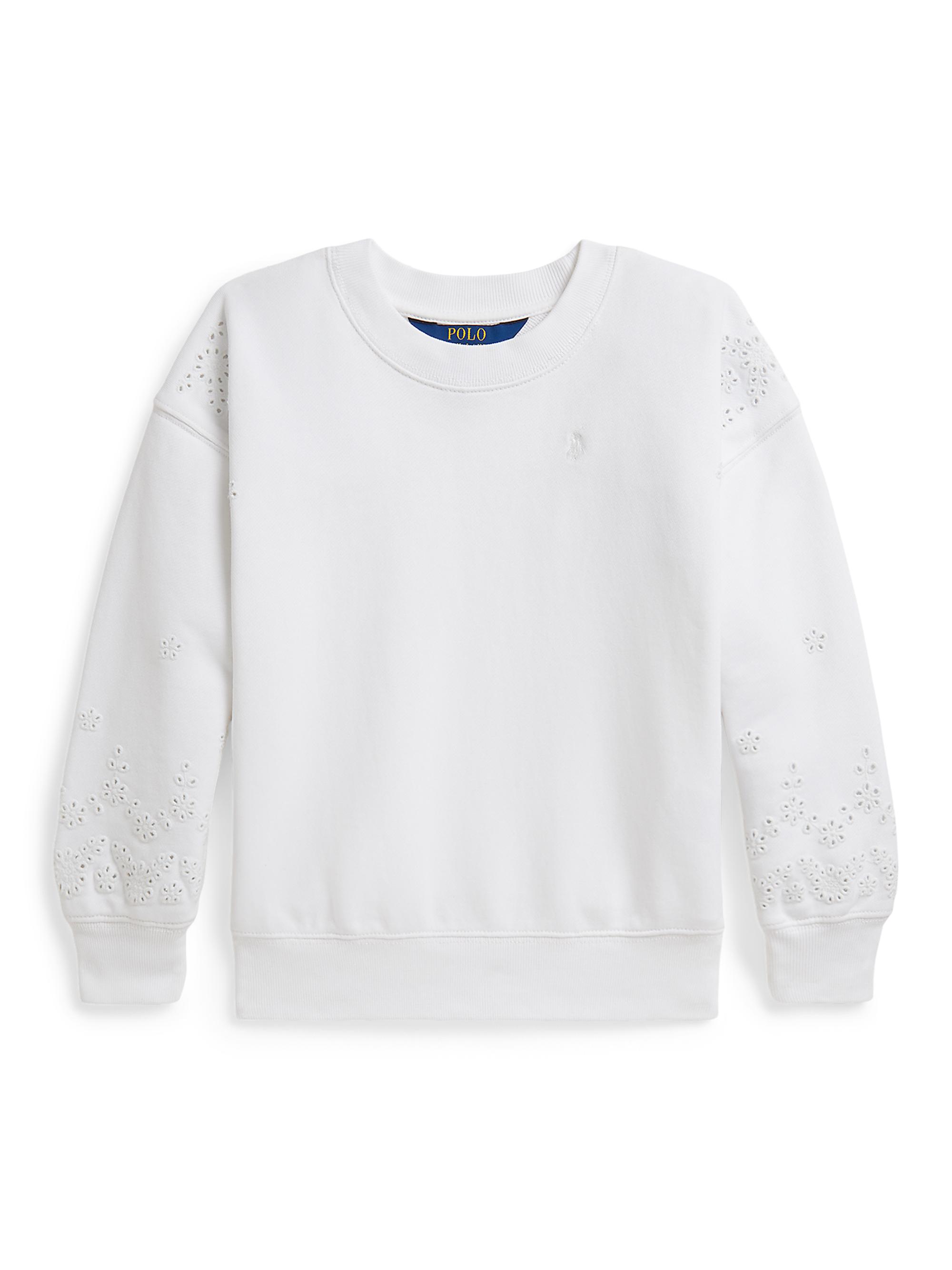 Polo Ralph Lauren Little Girl's & Girl's Eyelet Loopback Terry Sweatshirt - White