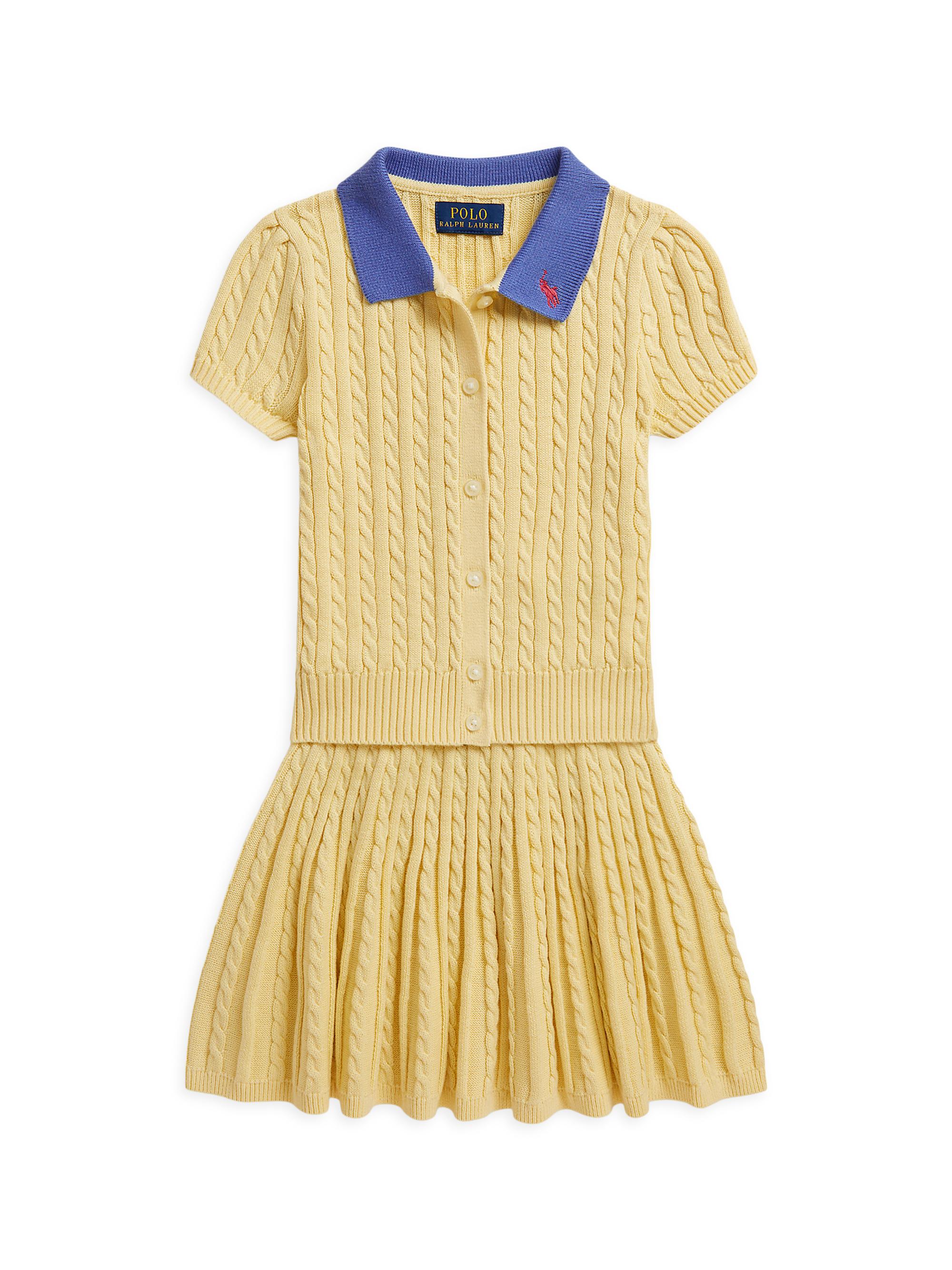 Polo Ralph Lauren Little Girl's & Girl's Cable-Knit Cotton Top & Skirt Set - Yellow