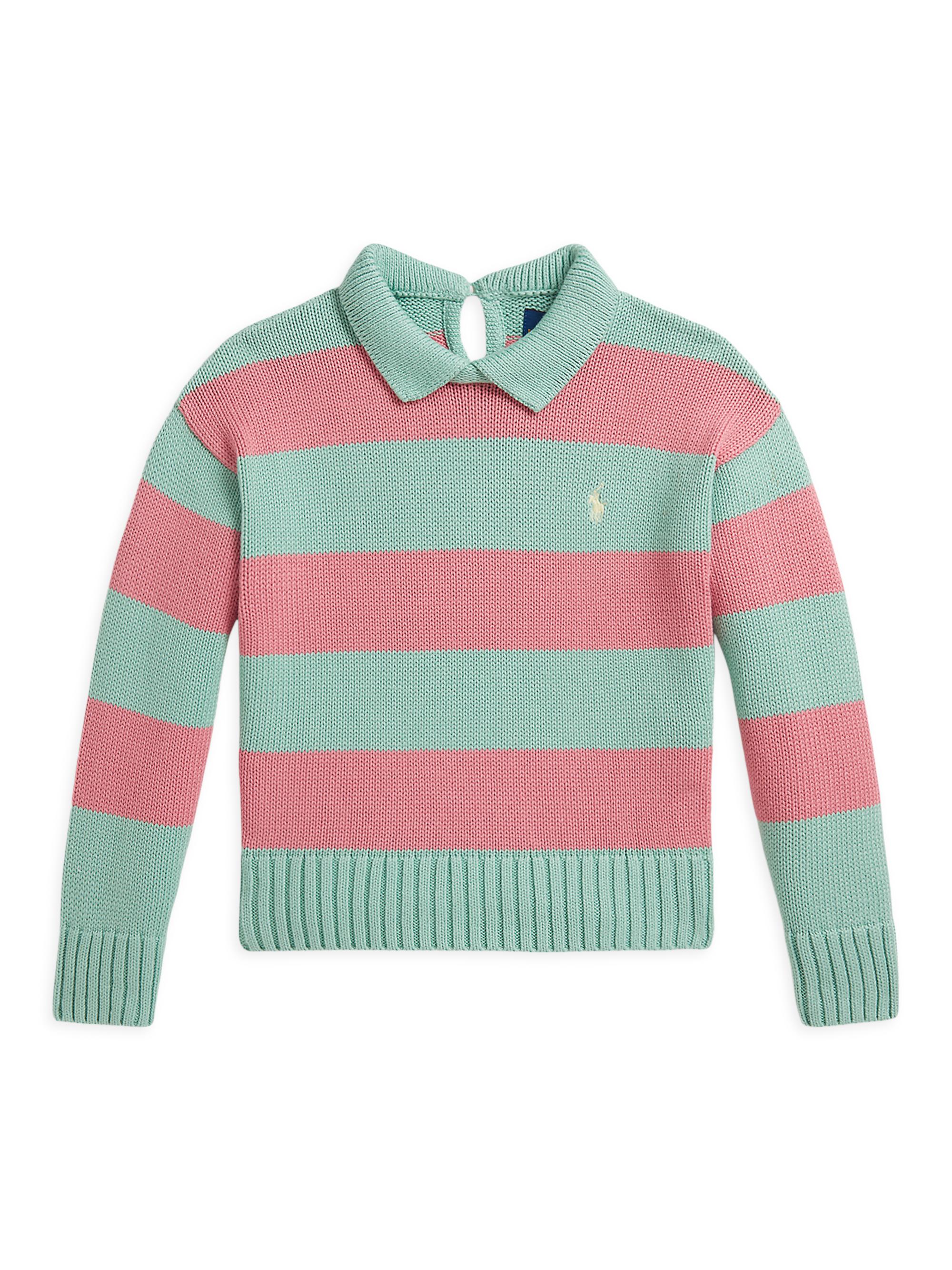Polo Ralph Lauren Little Kid's & Kid's Rugby Striped Knit Cotton Sweater - Celadon