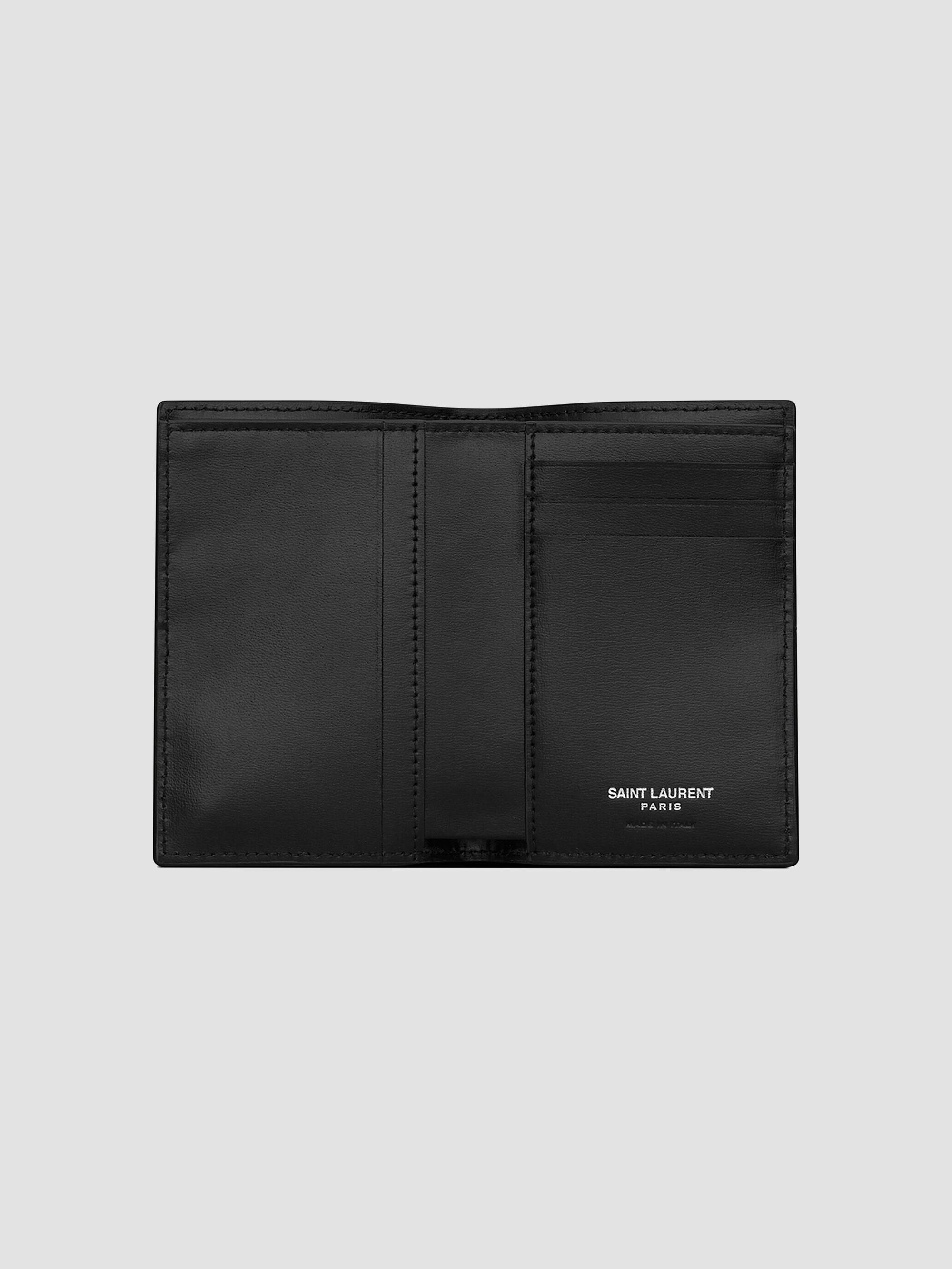Saint Laurent Tiny Cassandre Credit Card Wallet in Matte Leather