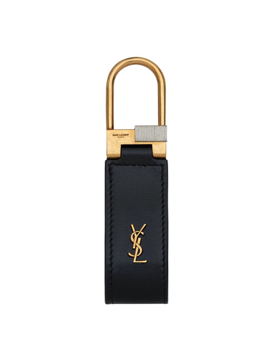 Saint Laurent Tiny Cassandre Keyring in Smooth Leather | Saks