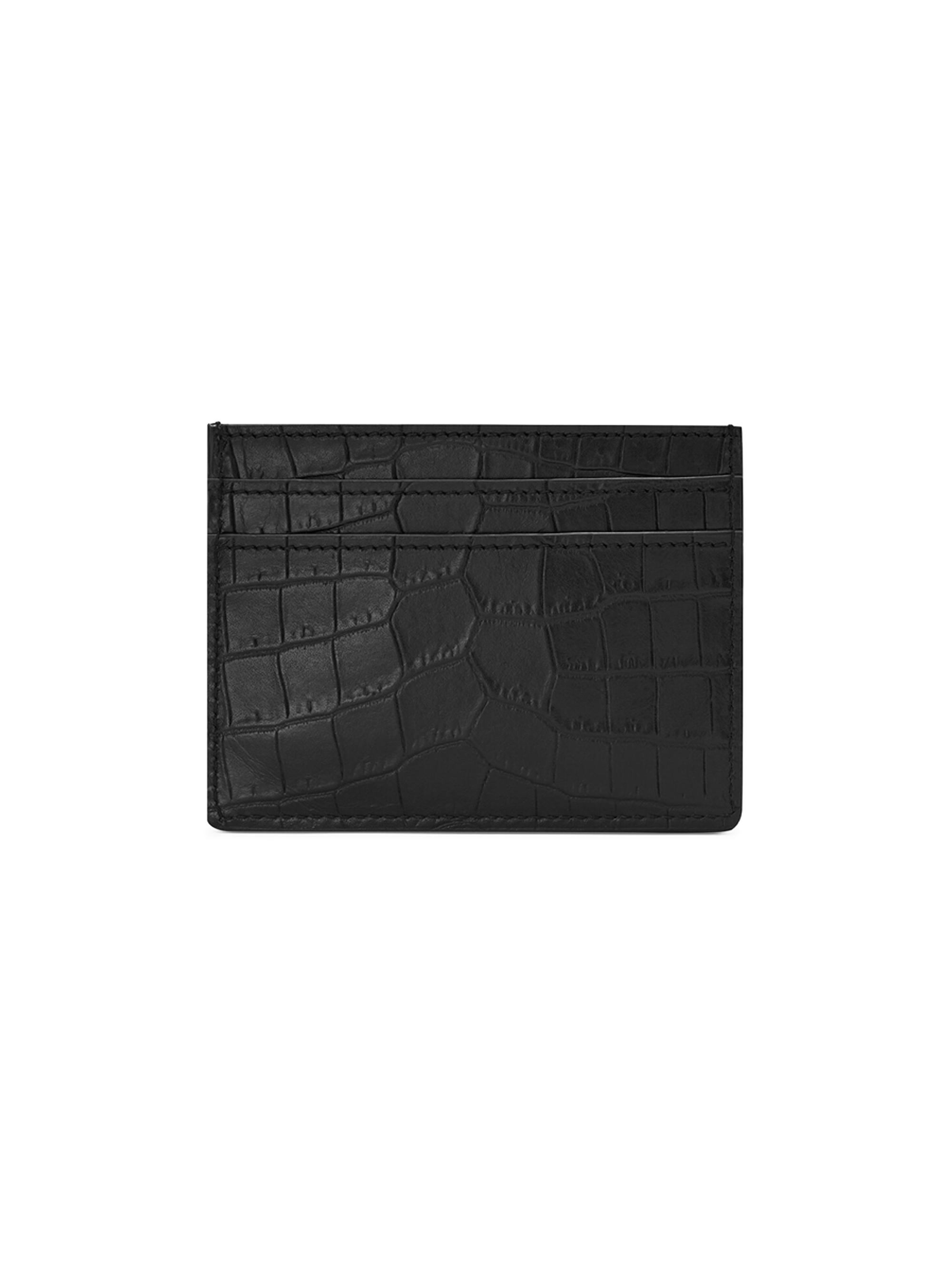 Saint Laurent Tiny Cassandre Card Case in Crocodile-Embossed Matte