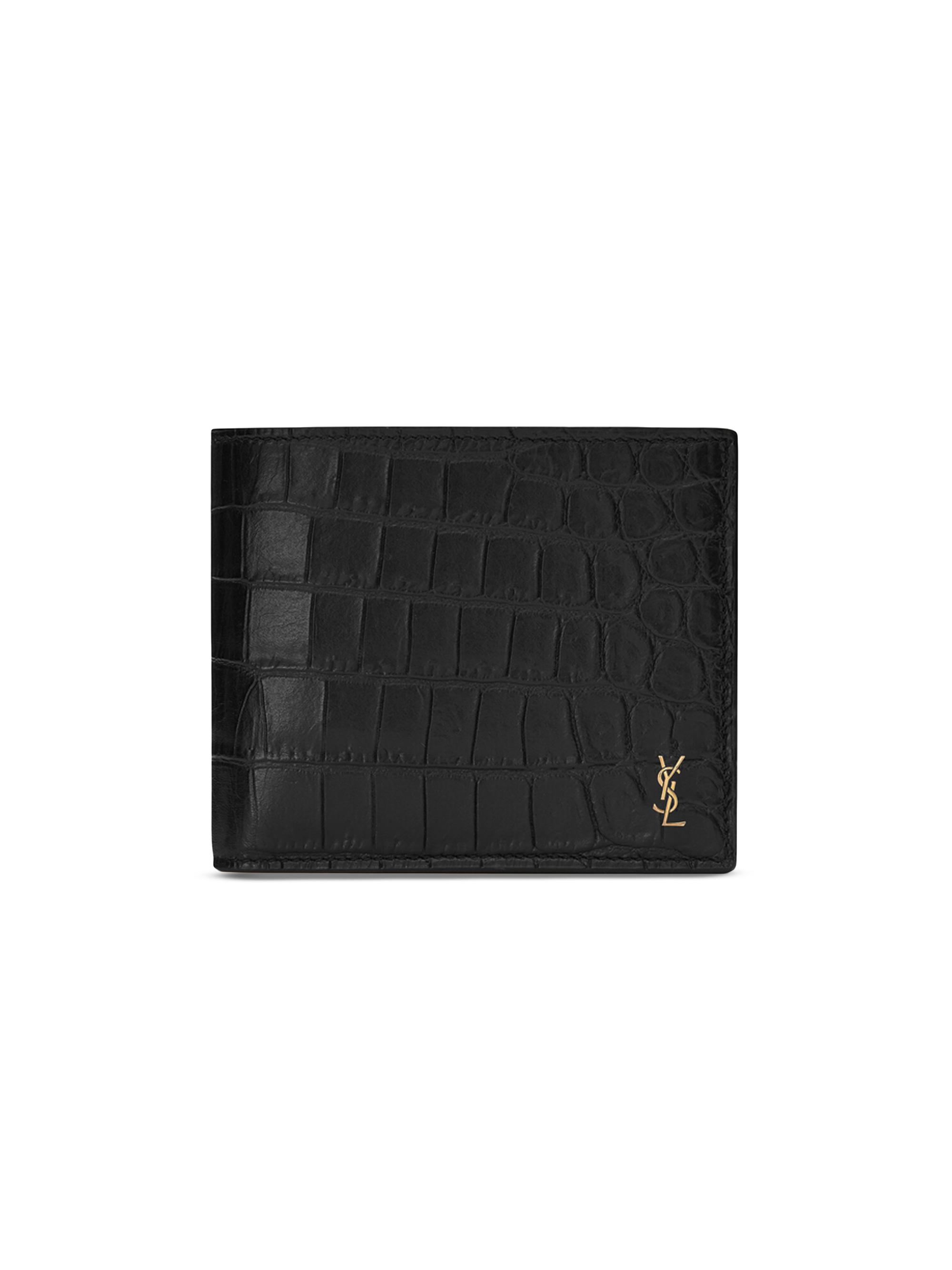 Saint Laurent Tiny Cassandre East-West Wallet in Crocodile