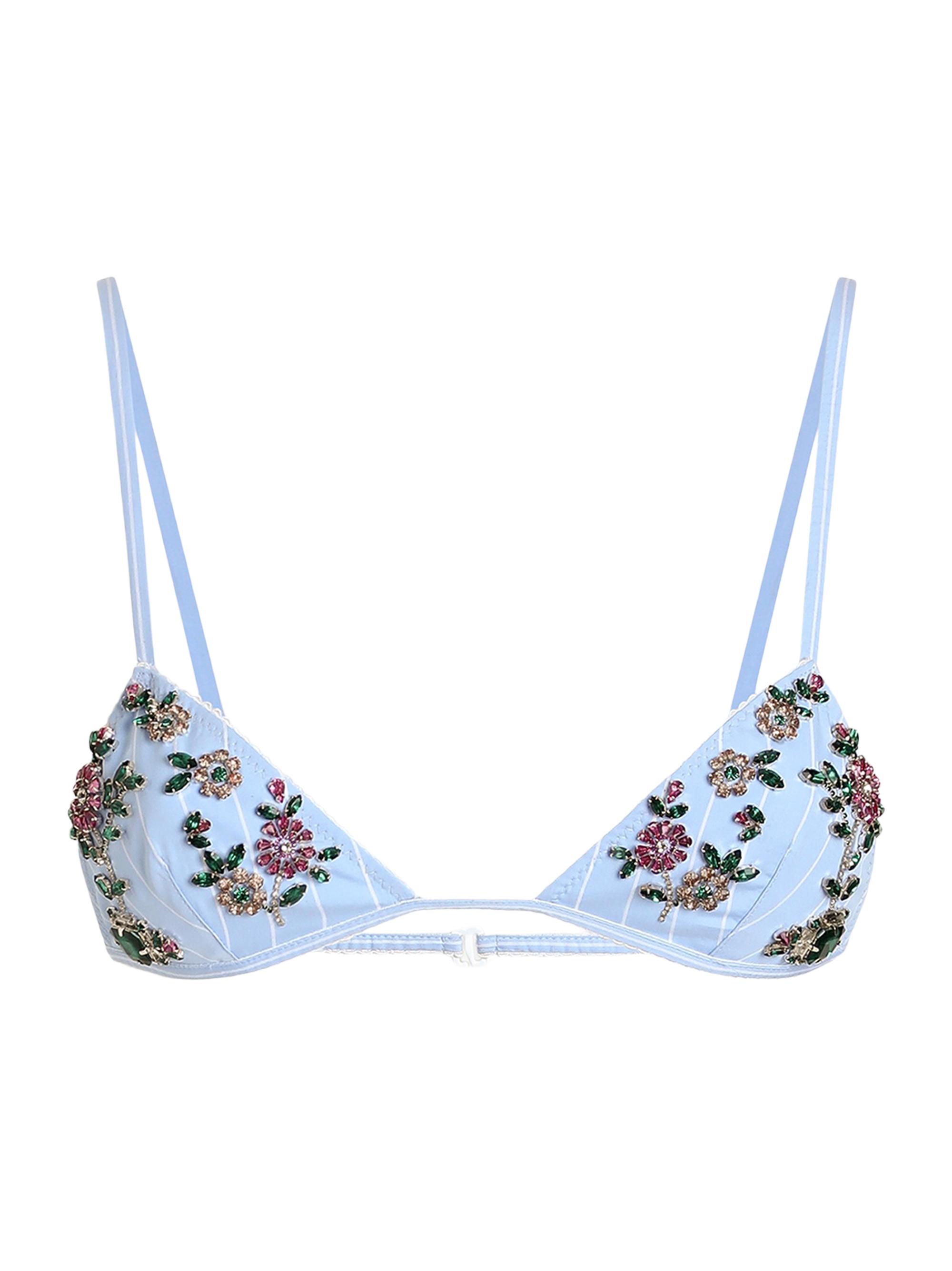 Dolce & Gabbana Women's Floral Soft Cup Bra - White Blue