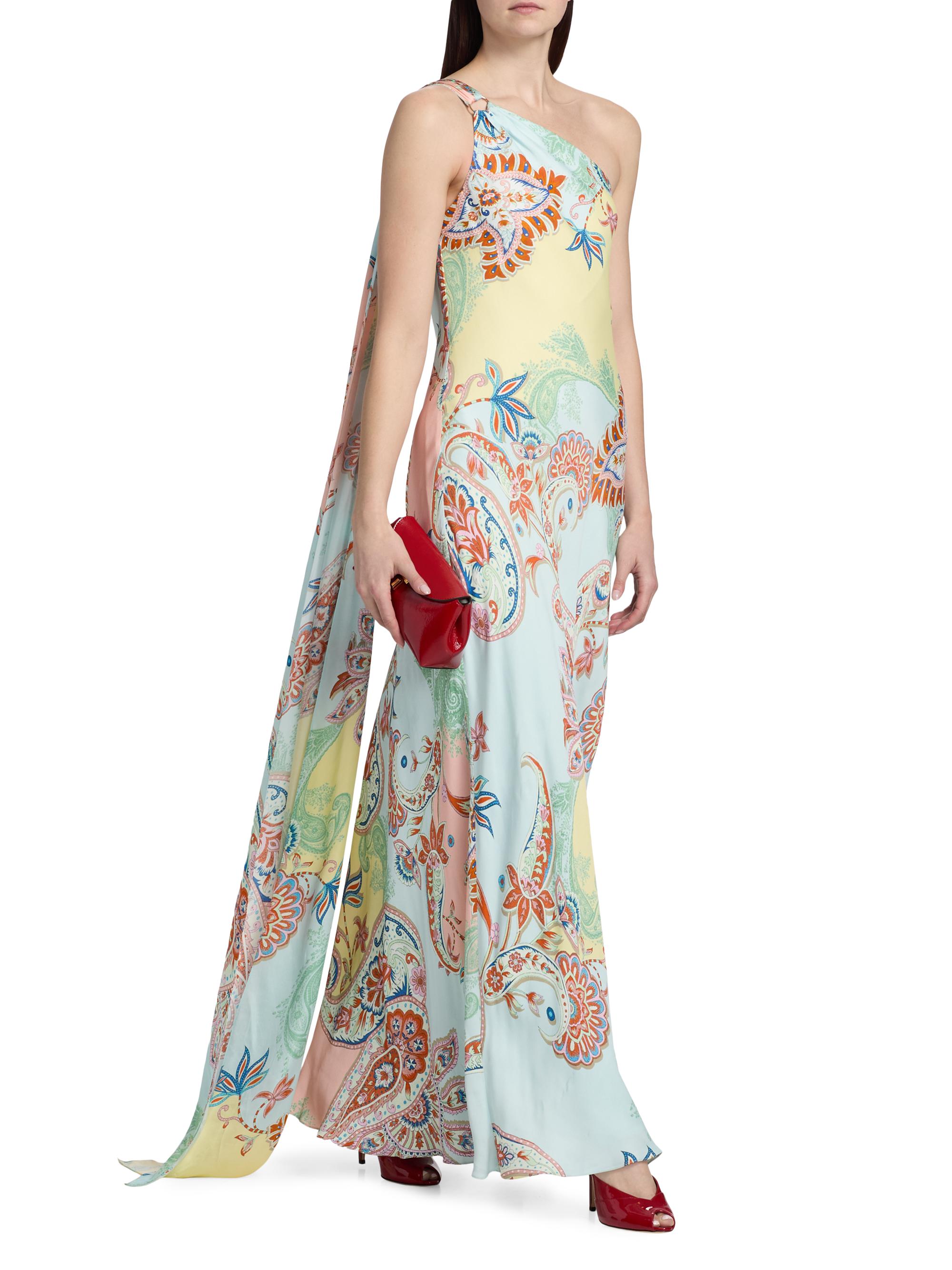HAFURI-DaMa ハフリダマペンダント　neten Hemant & Nandita One-Shoulder Sash Paisley Maxi Dress | Saks Fifth