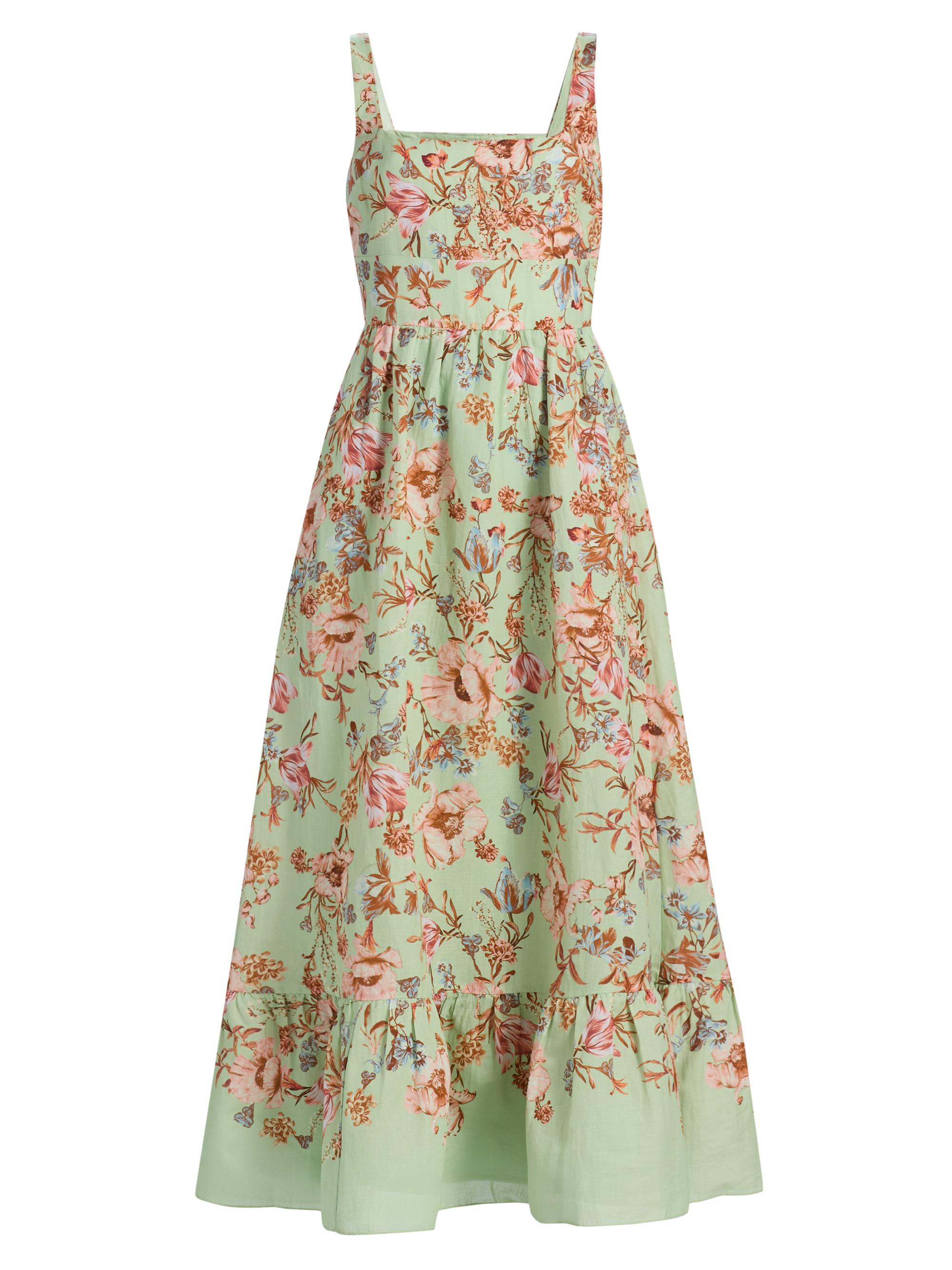 Hemant & Nandita Women's Floral Corset Linen-Cotton Maxi Dress - Green