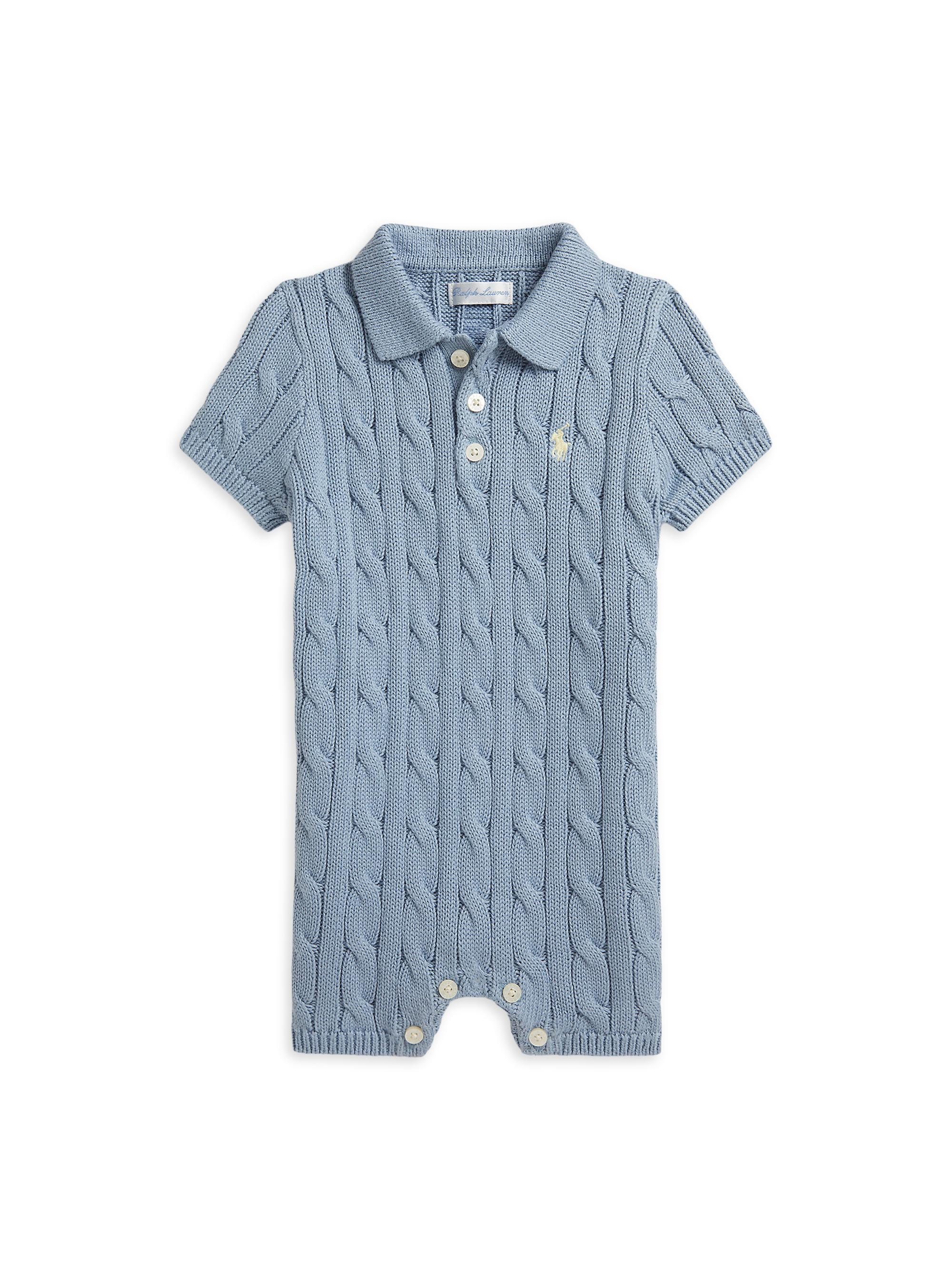 Polo Ralph Lauren Baby's Cotton Cable-Knit Shortall - Vessel Blue 9 Months