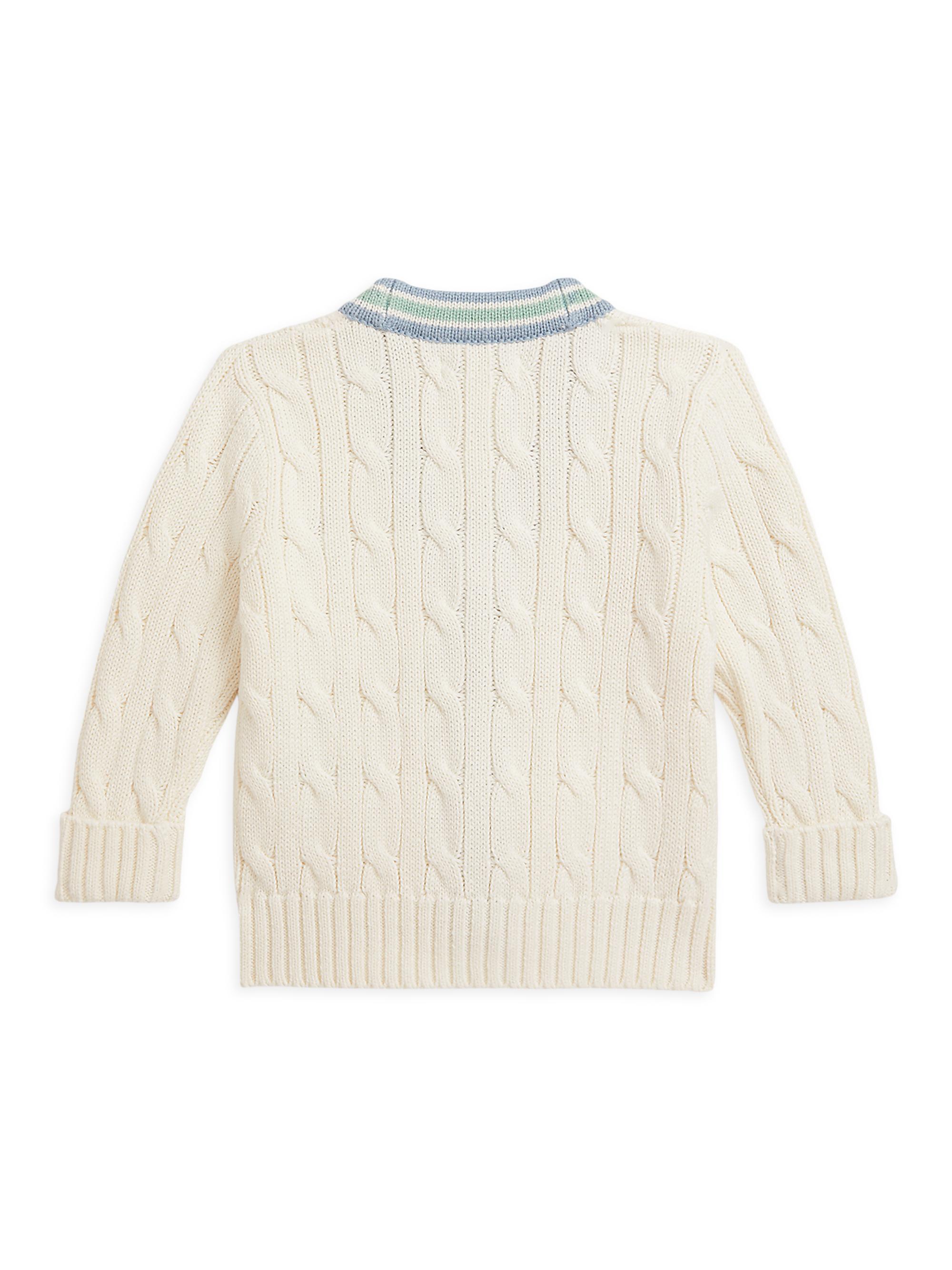 Polo Ralph Lauren Baby ​Boy's Striped-Trimmed Cable-Knit Cardigan