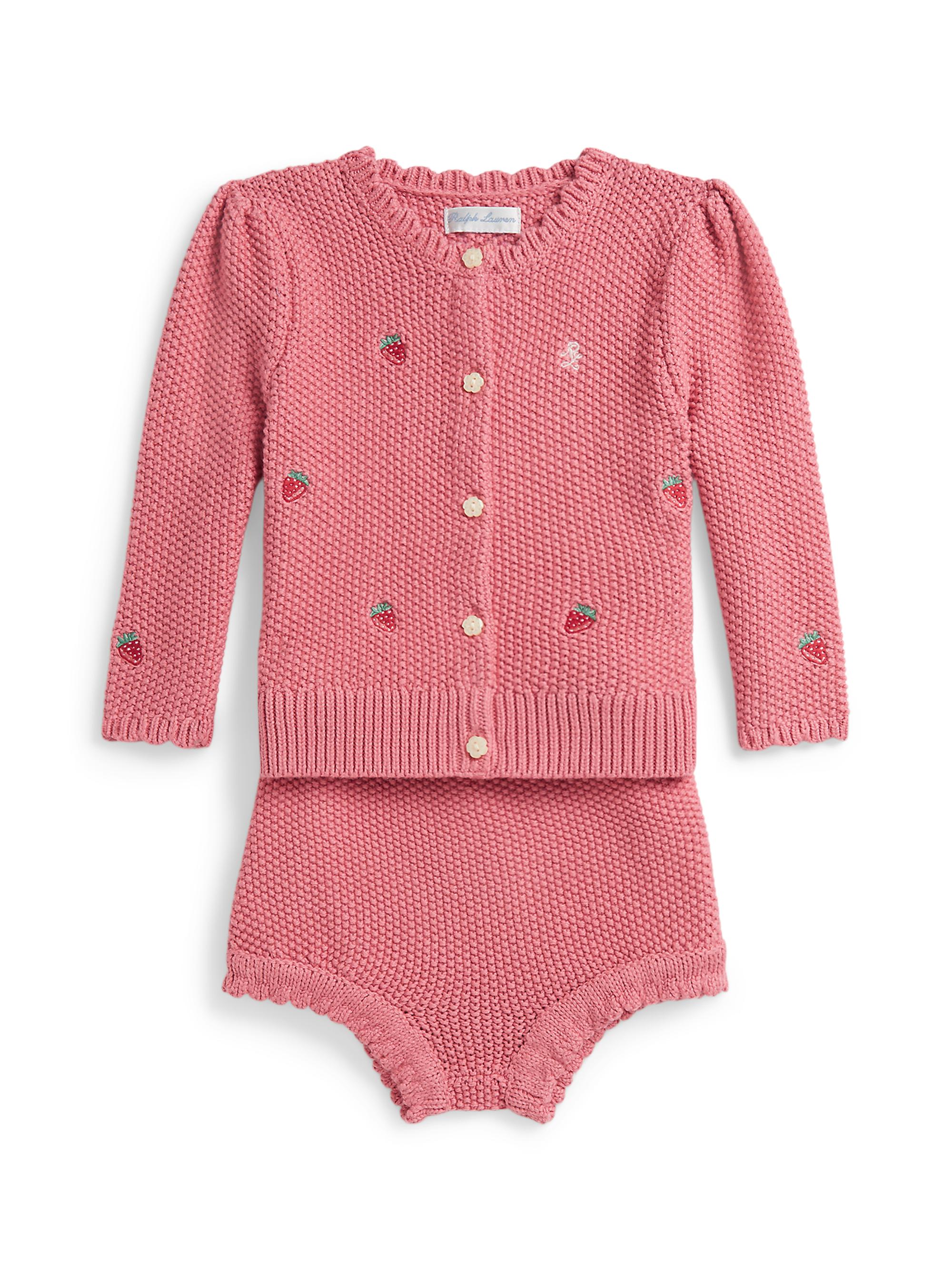 Polo Ralph Lauren Baby Girl's Strawberry Cotton Cardigan & Bloomers Set - Desert Rose 9 Months