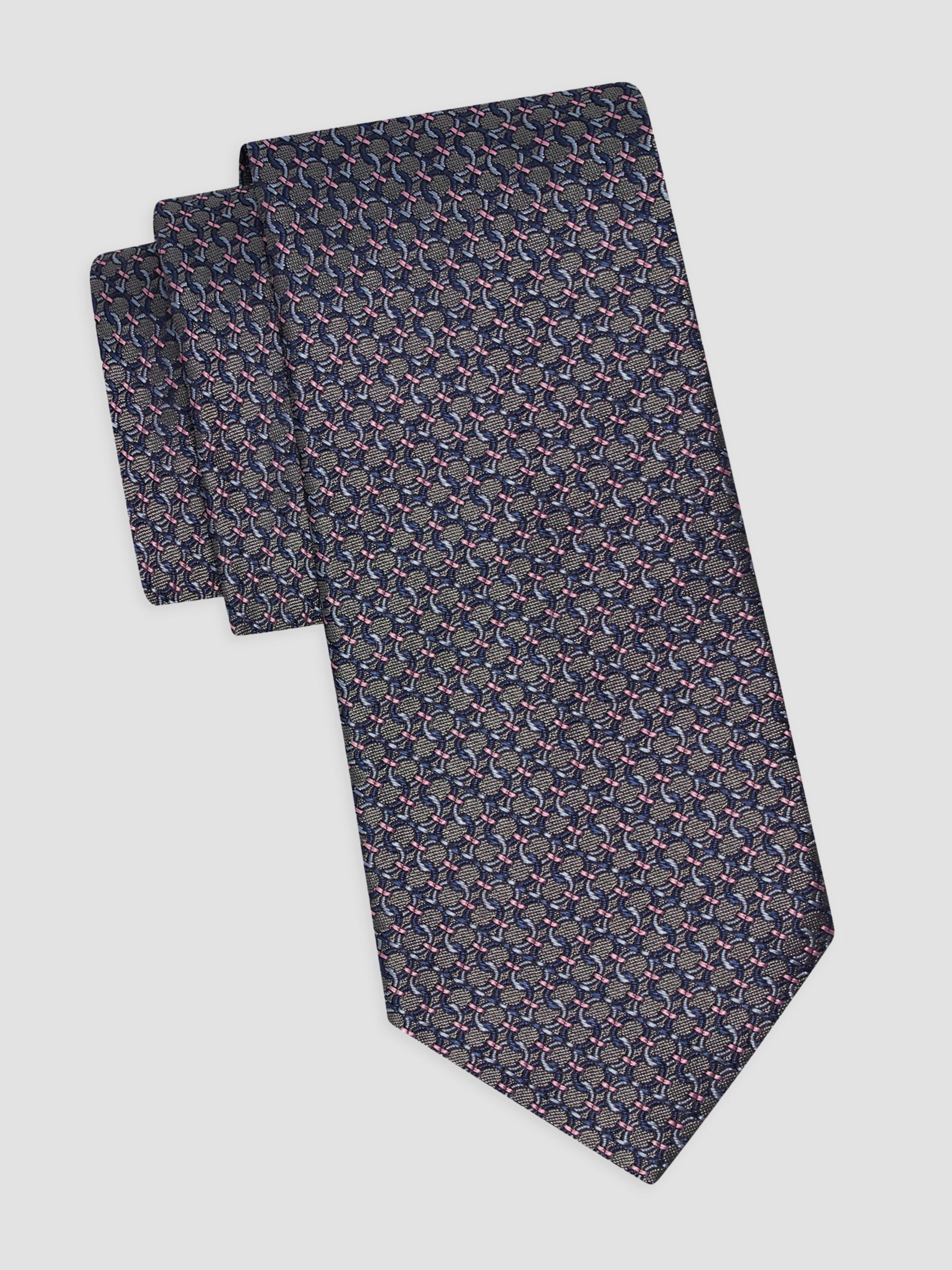 FERRAGAMO Men's Gancini Silk Jacquard Tie - Grigio | Thumbnail 5