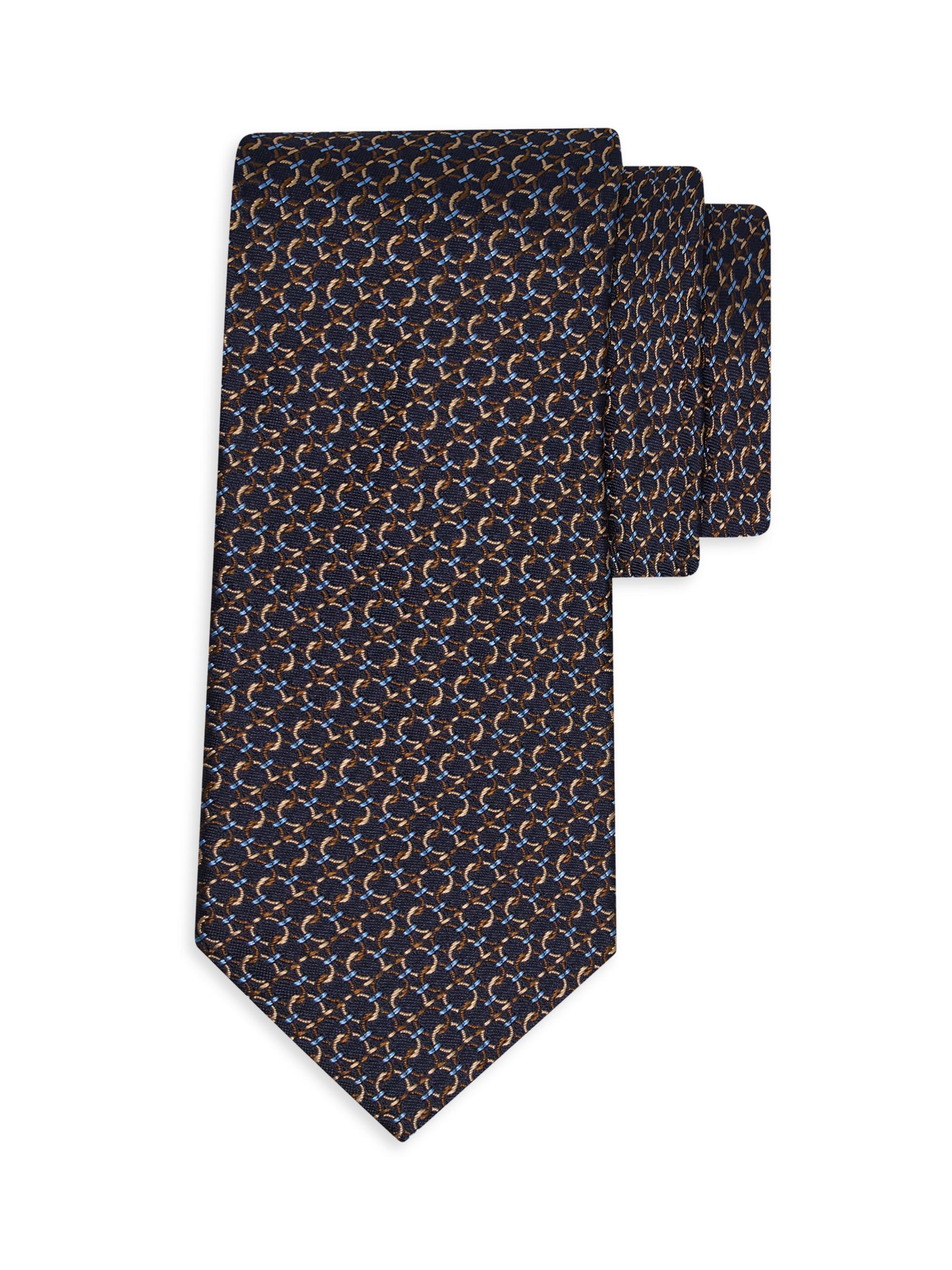 FERRAGAMO Men's Gancini Silk Jacquard Tie - Marrone