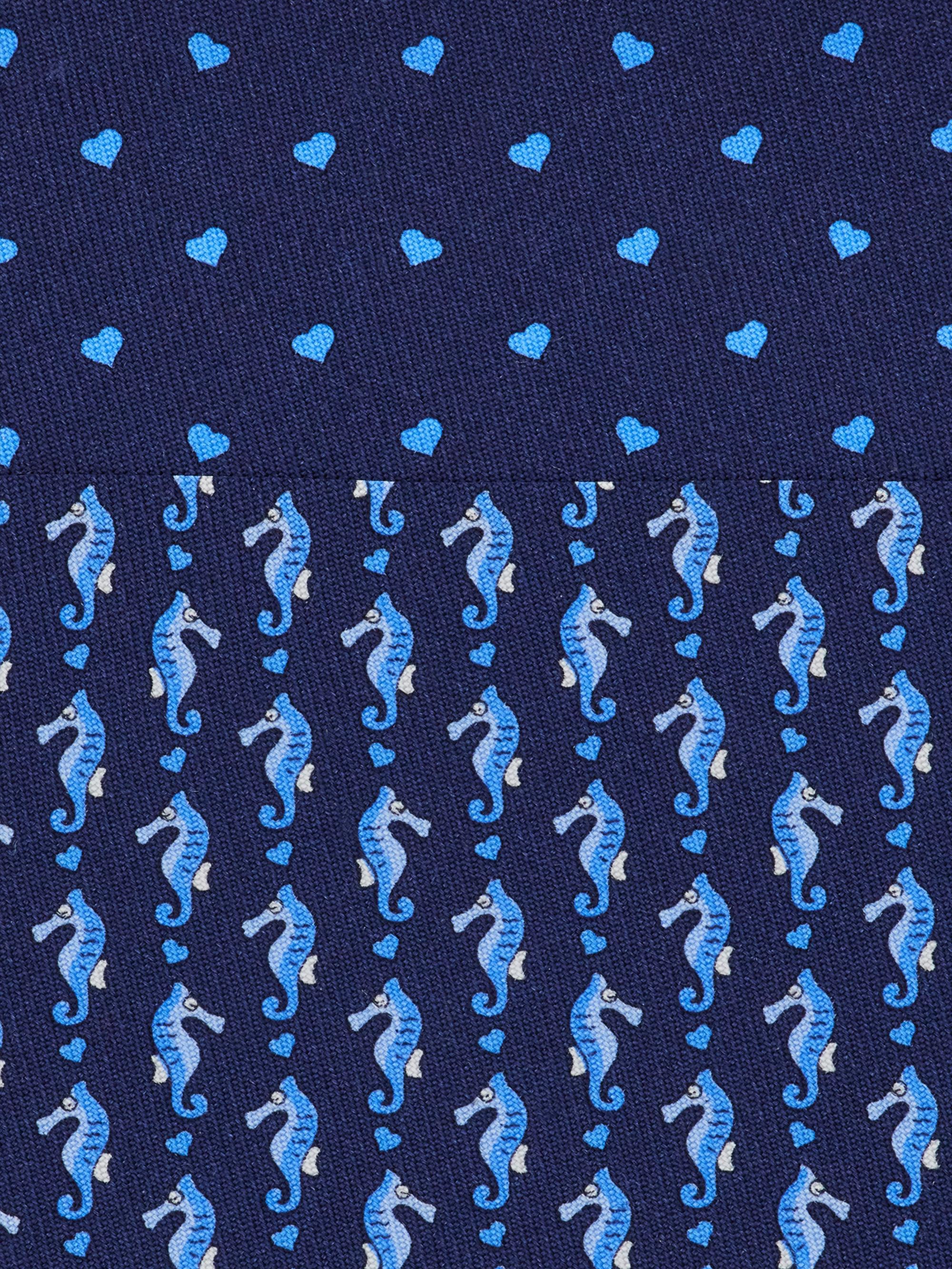 FERRAGAMO Men's Seahorse and Mini Hearts Silk Tie - Navy | Thumbnail 4