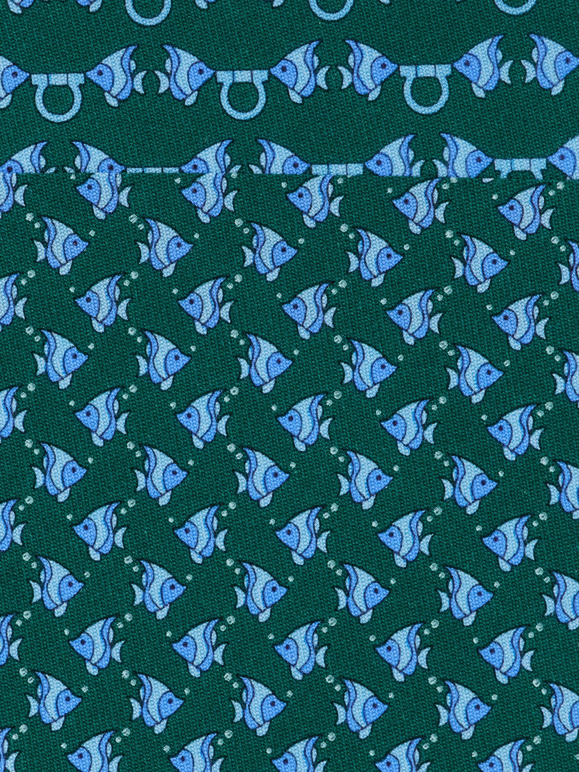FERRAGAMO Men's Fish Gancini Silk Tie - Verde | Thumbnail 4
