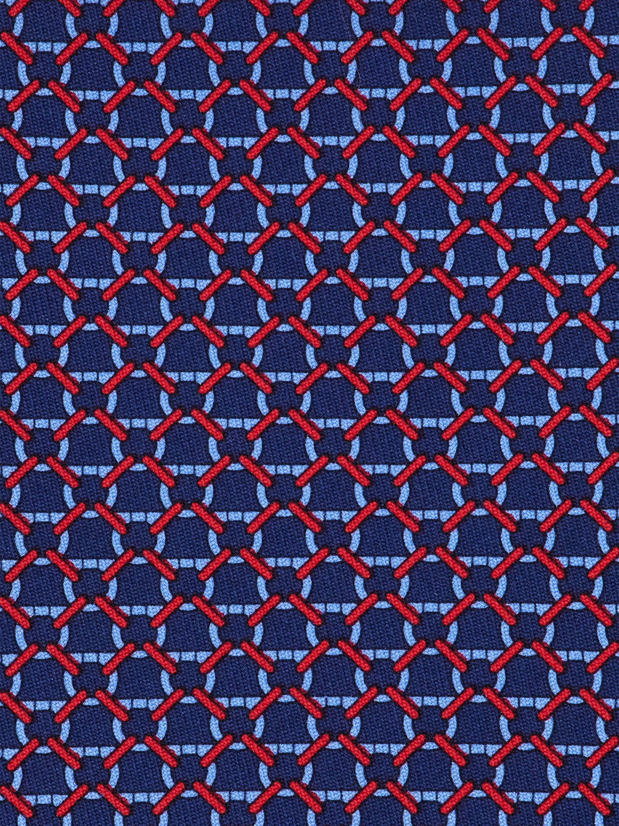 FERRAGAMO Men's Interlocking Gancini Silk Tie - Navy Rosso | Thumbnail 4