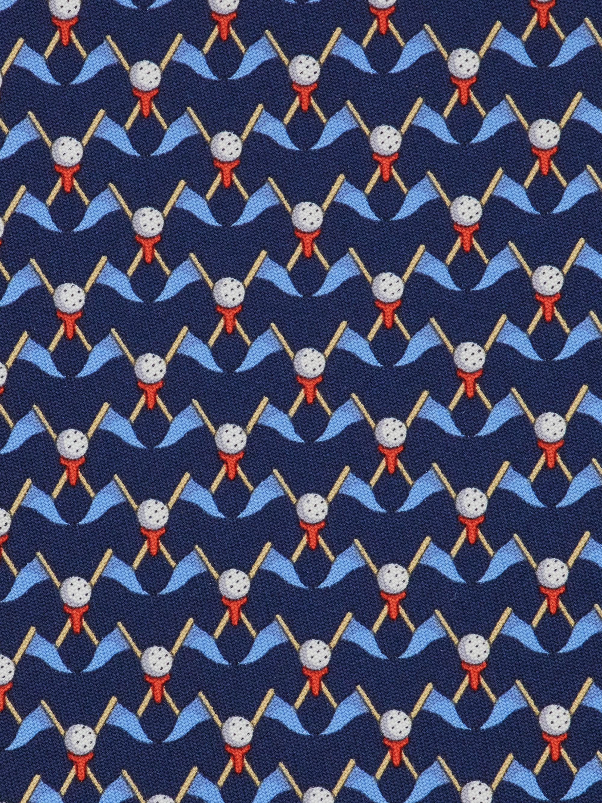 FERRAGAMO Men's Golf-Print Silk Tie - Navy | Thumbnail 4