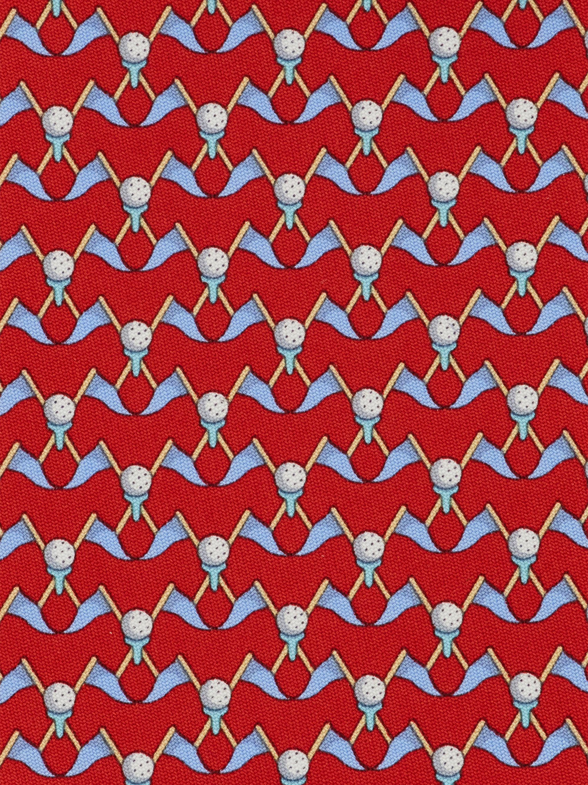 FERRAGAMO Men's Golf-Print Silk Tie - Rosso | Thumbnail 4