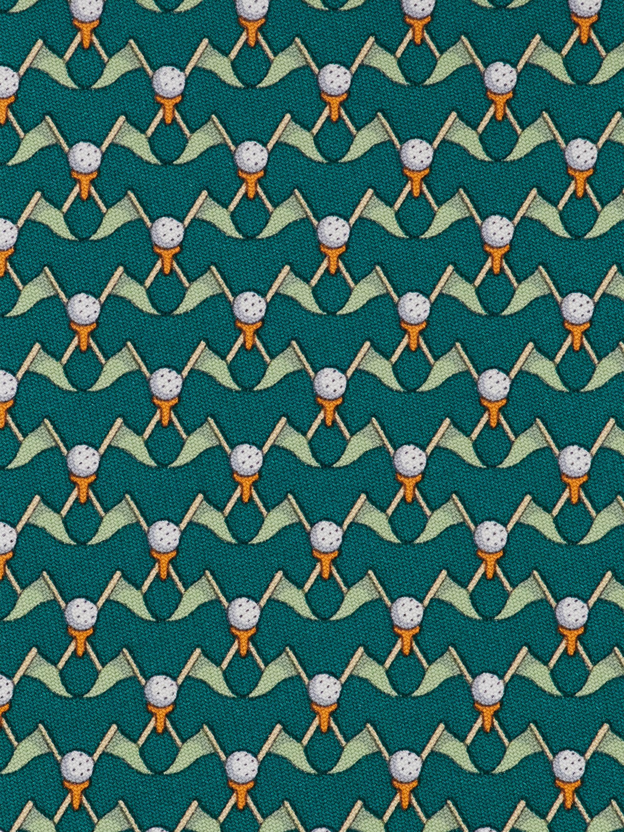 FERRAGAMO Men's Golf-Print Silk Tie - Verde Bosco | Thumbnail 4