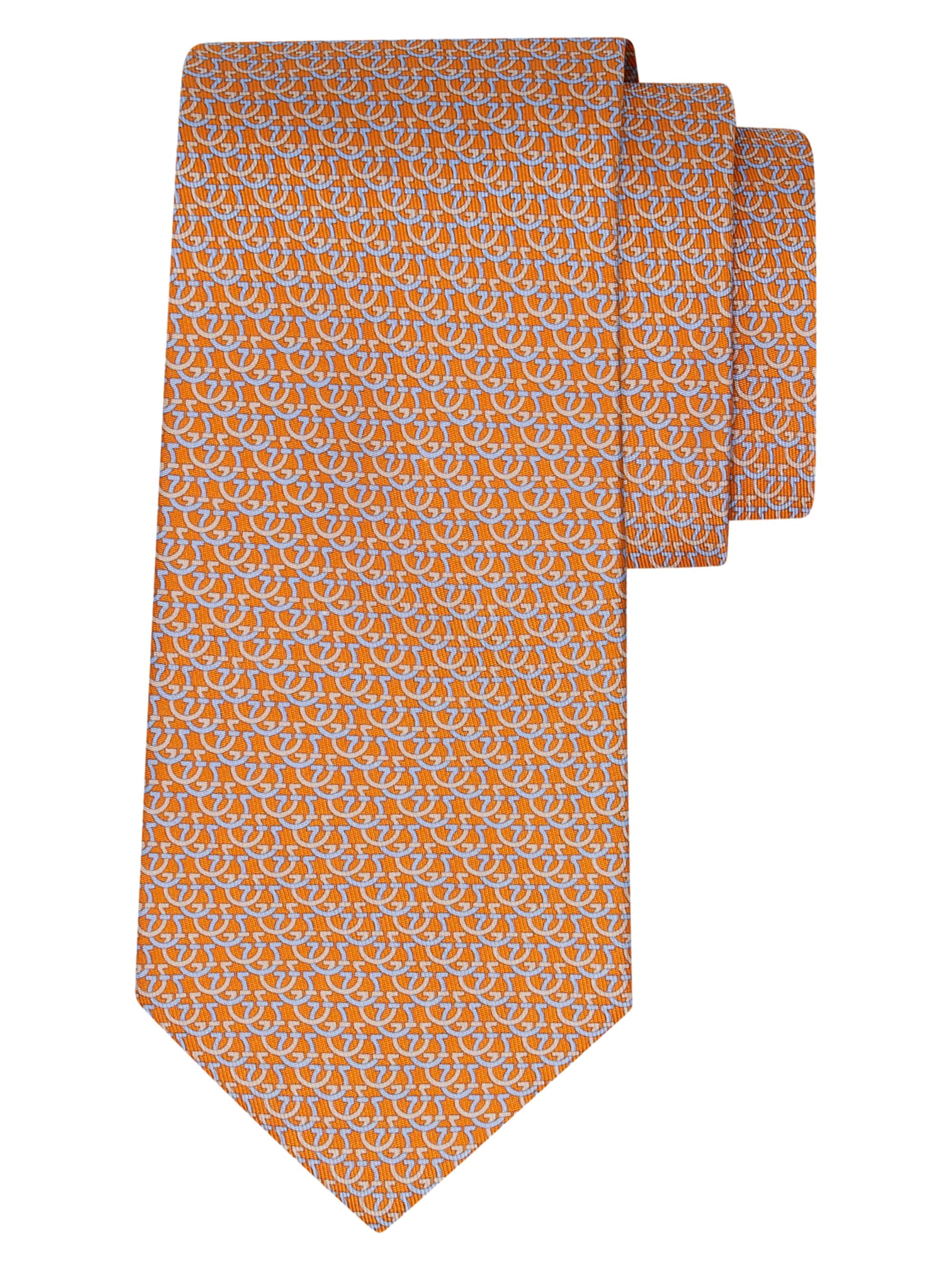 FERRAGAMO Men's Cerchio Silk Tie - Arancio