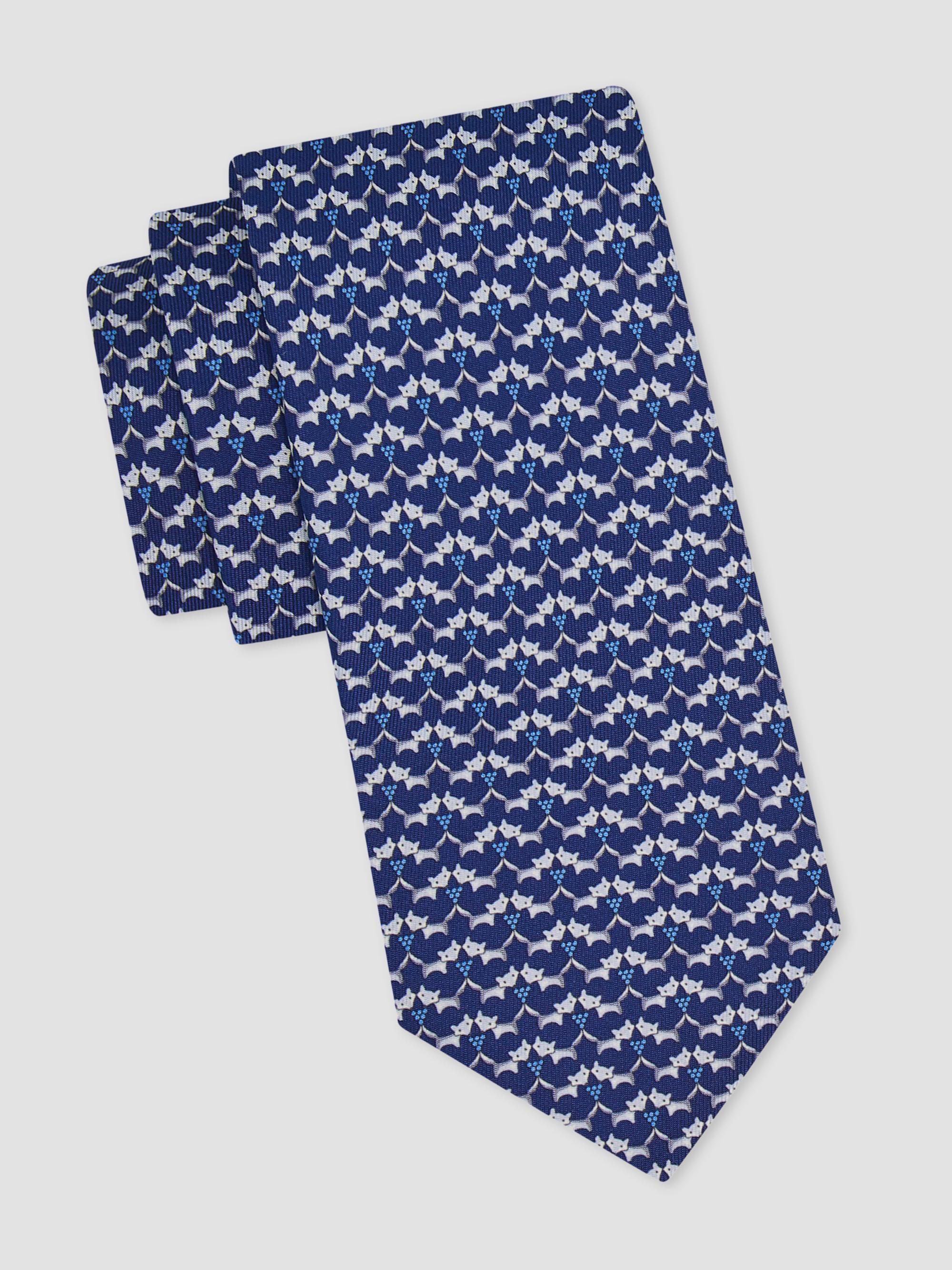 FERRAGAMO Men's Fox Print Silk Tie - Blue Royal | Thumbnail 5