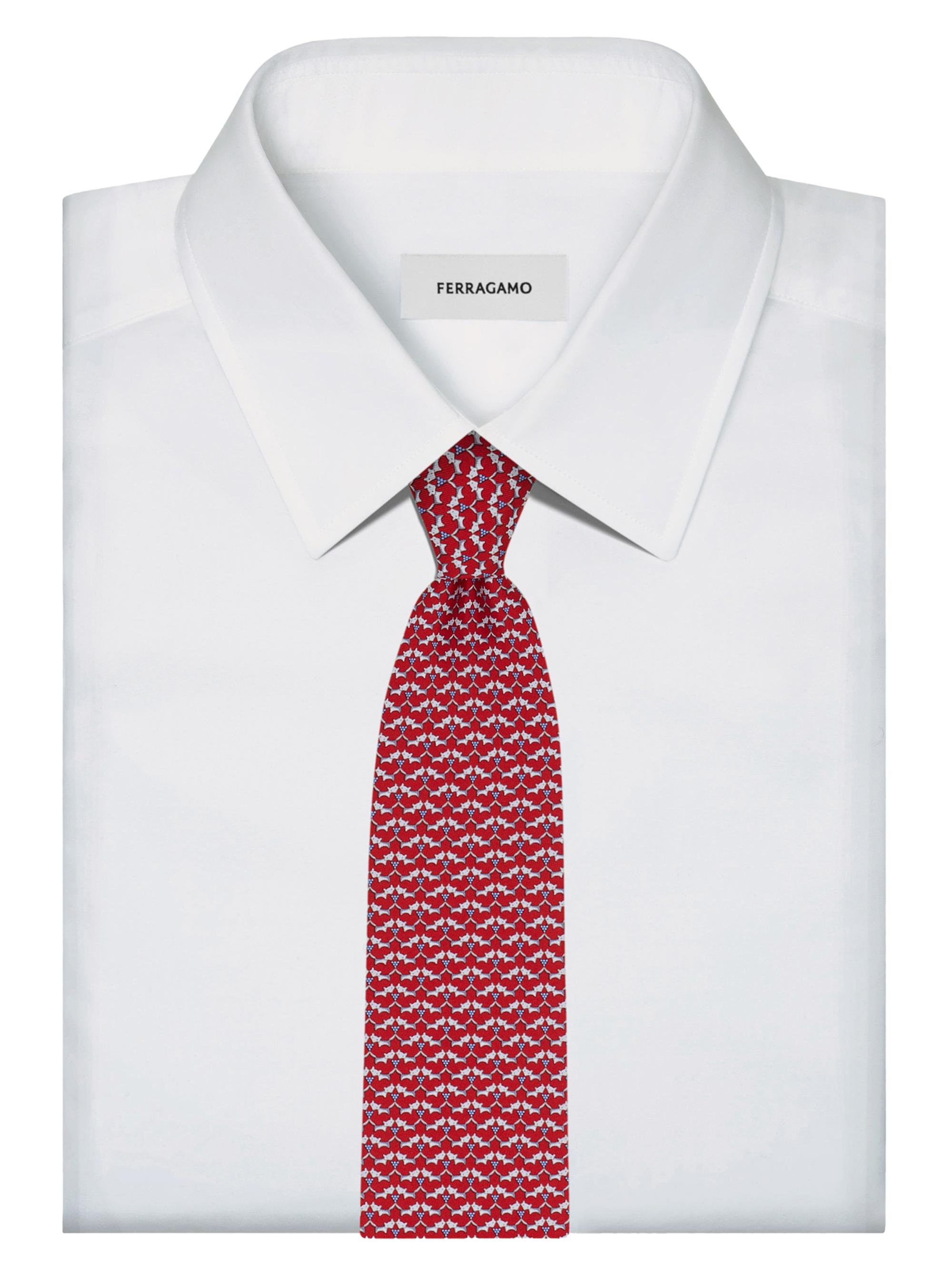 FERRAGAMO Men's Fox Print Silk Tie - Rosso | Thumbnail 2