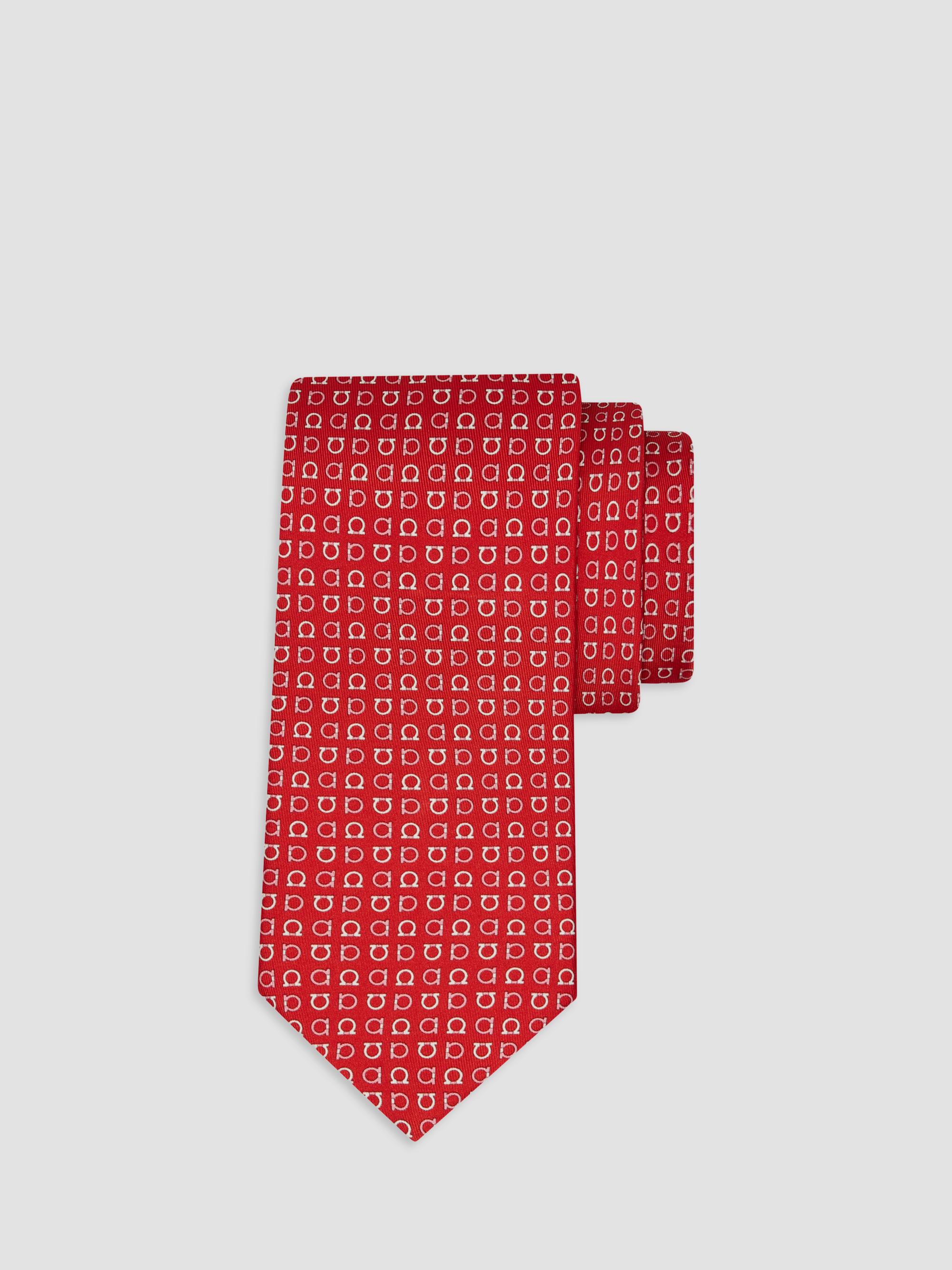 FERRAGAMO Men's Gancini Two-Tone Silk Tie - Rosso | Thumbnail 5