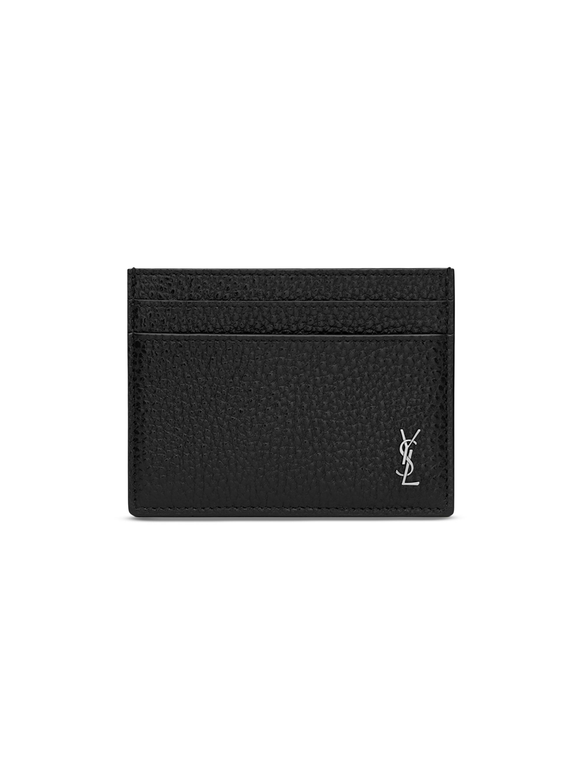Saint Laurent Tiny Cassandre Card Case in Crocodile-Embossed Matte
