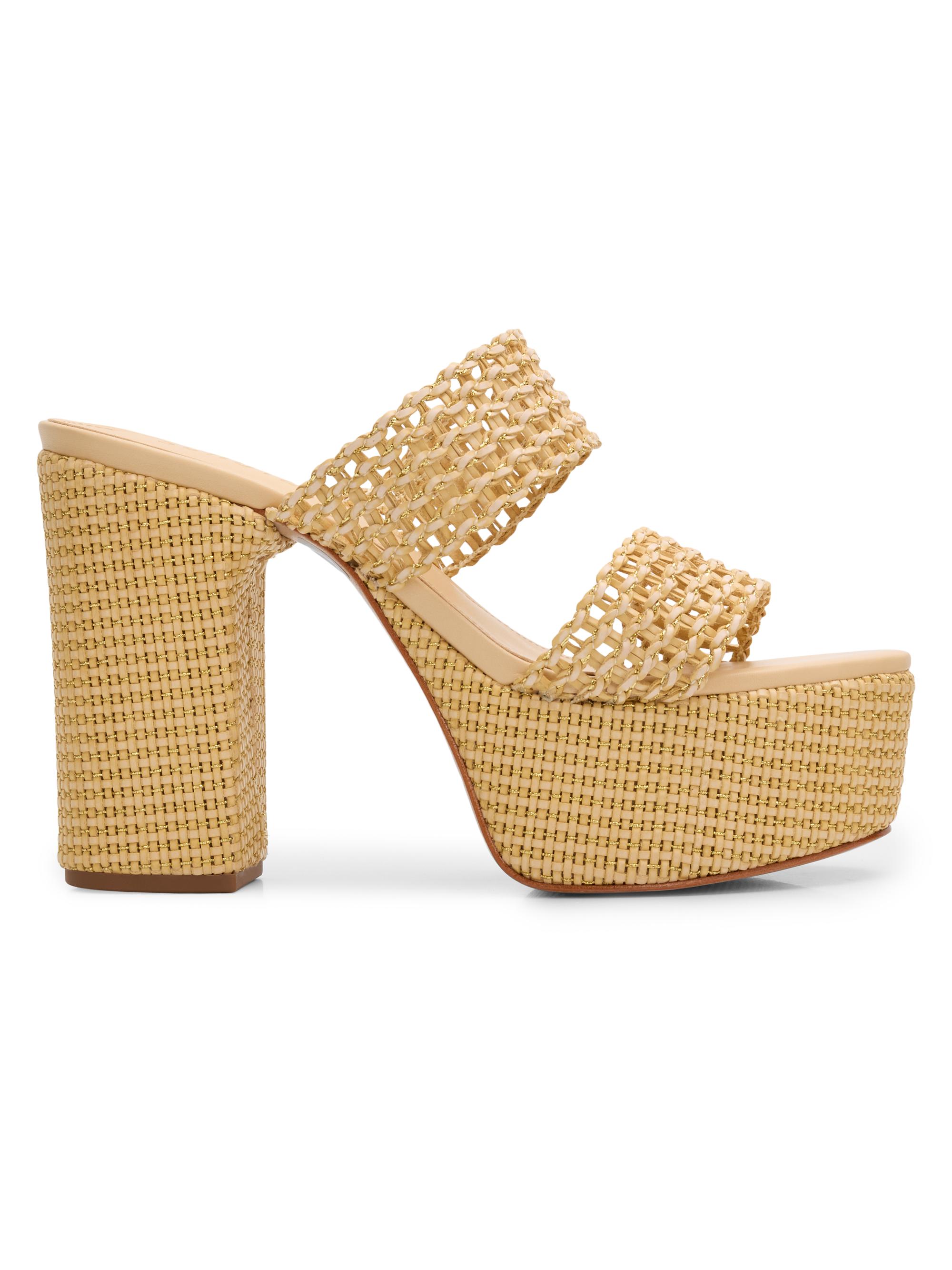 Schutz Women's Aberdeen 100MM Leather & Raffia Platform Sandals - Natural | Thumbnail 7
