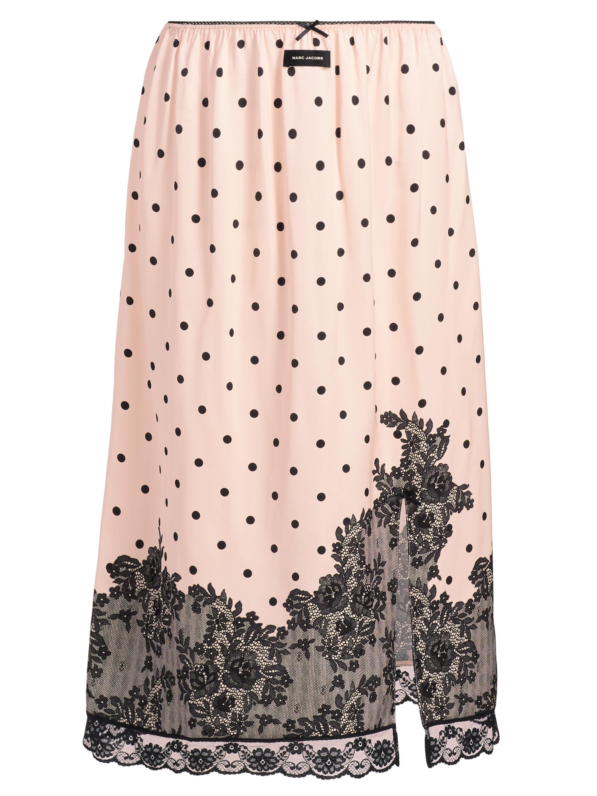 Marc Jacobs Women's Trompe L'Oeil Polka Dot Midi-Skirt - Blush Multi