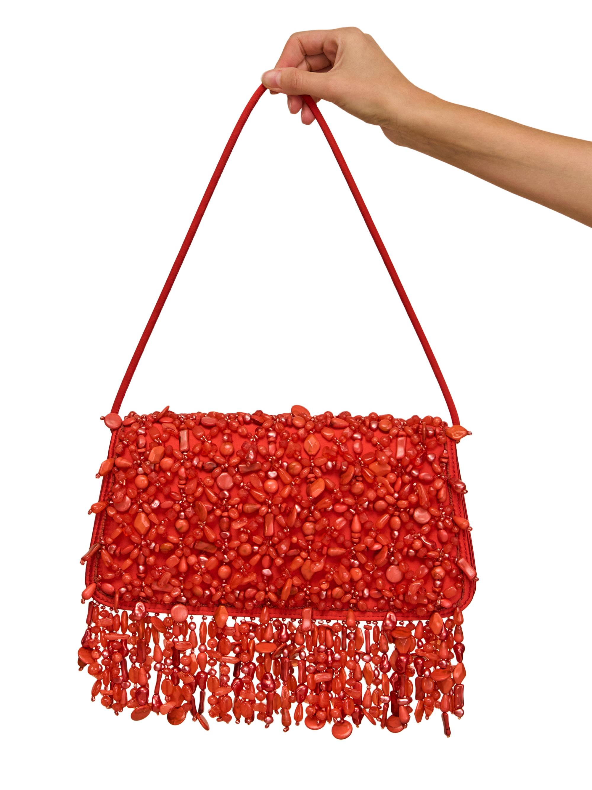 Cult Gaia Idalia Bead-Embellished Satin Shoulder Bag | Saks Fifth