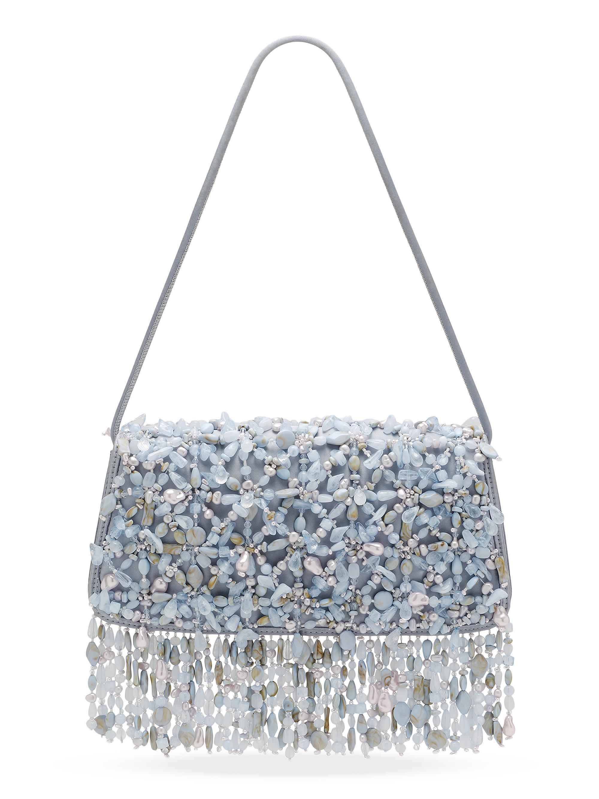 Cult Gaia Women's Idalia Bead-Embellished Satin Shoulder Bag - Coastal | Thumbnail 7