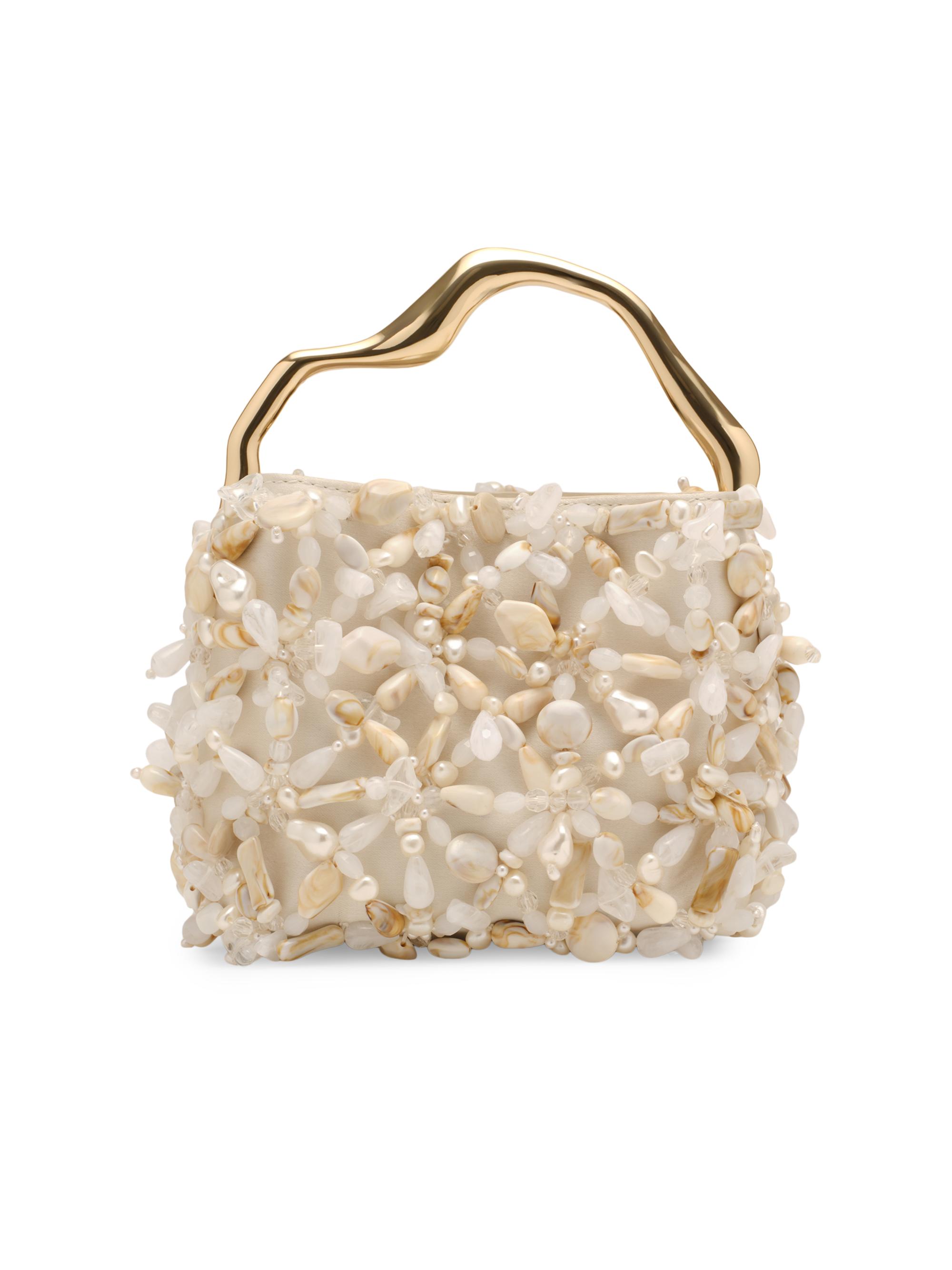 Cult Gaia Women's Solene Mini Beaded Top Handle Bag - Off White Multi