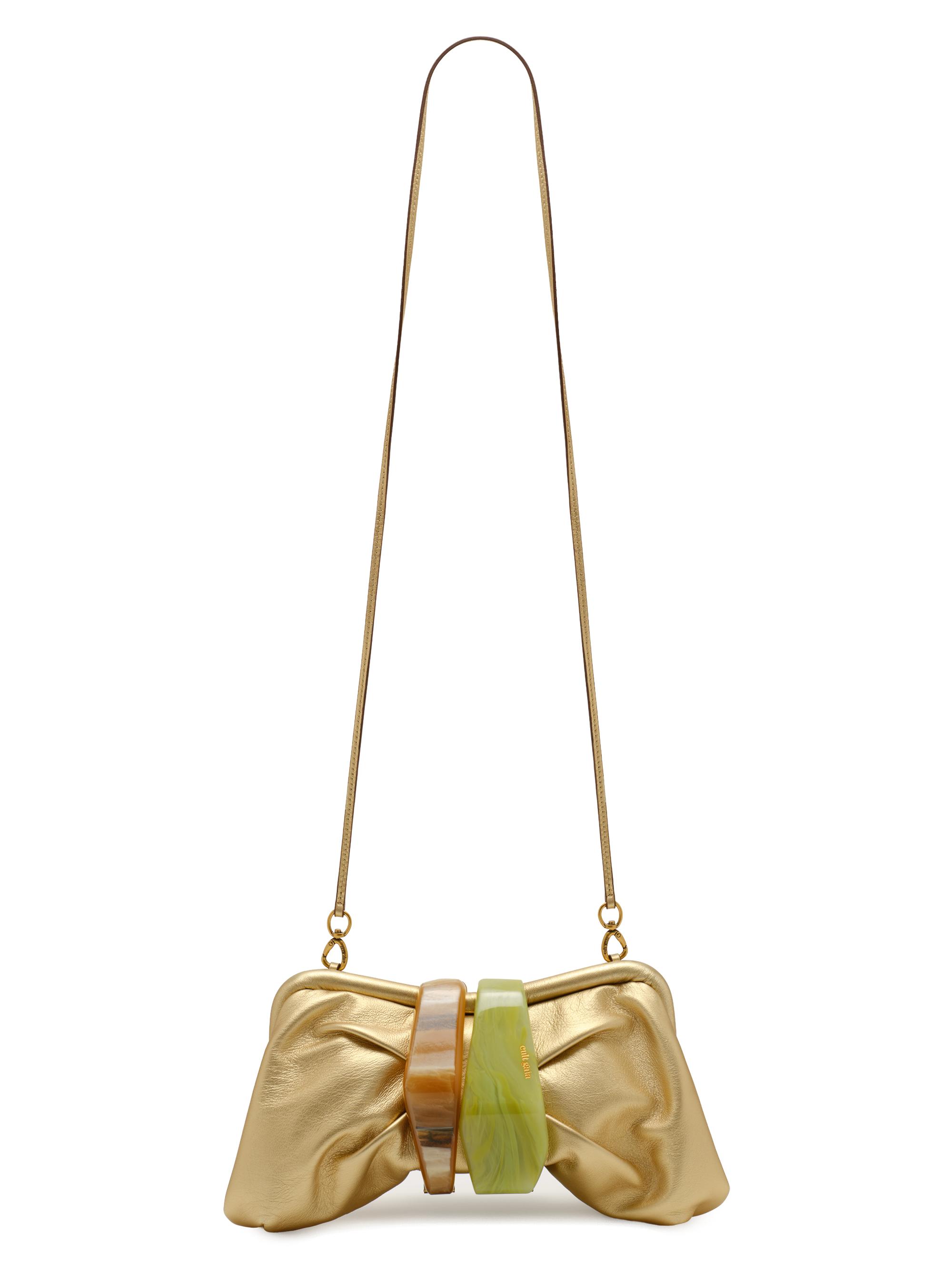Cult Gaia Women's Julita Bow-Style Leather Clutch - Brass