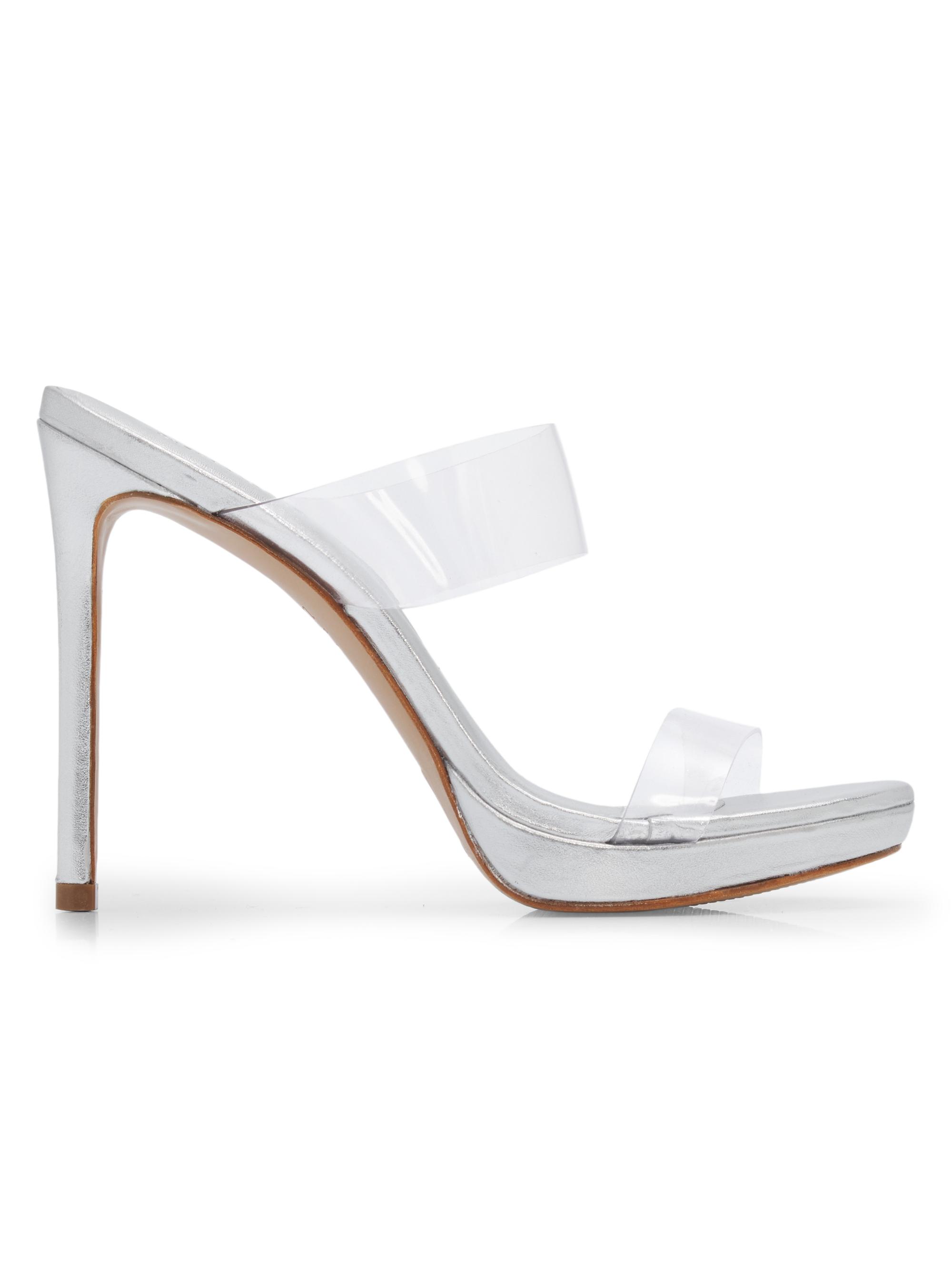 Schutz Women's Ariella 100MM Stiletto Sandals - Transparent Silver | Thumbnail 7