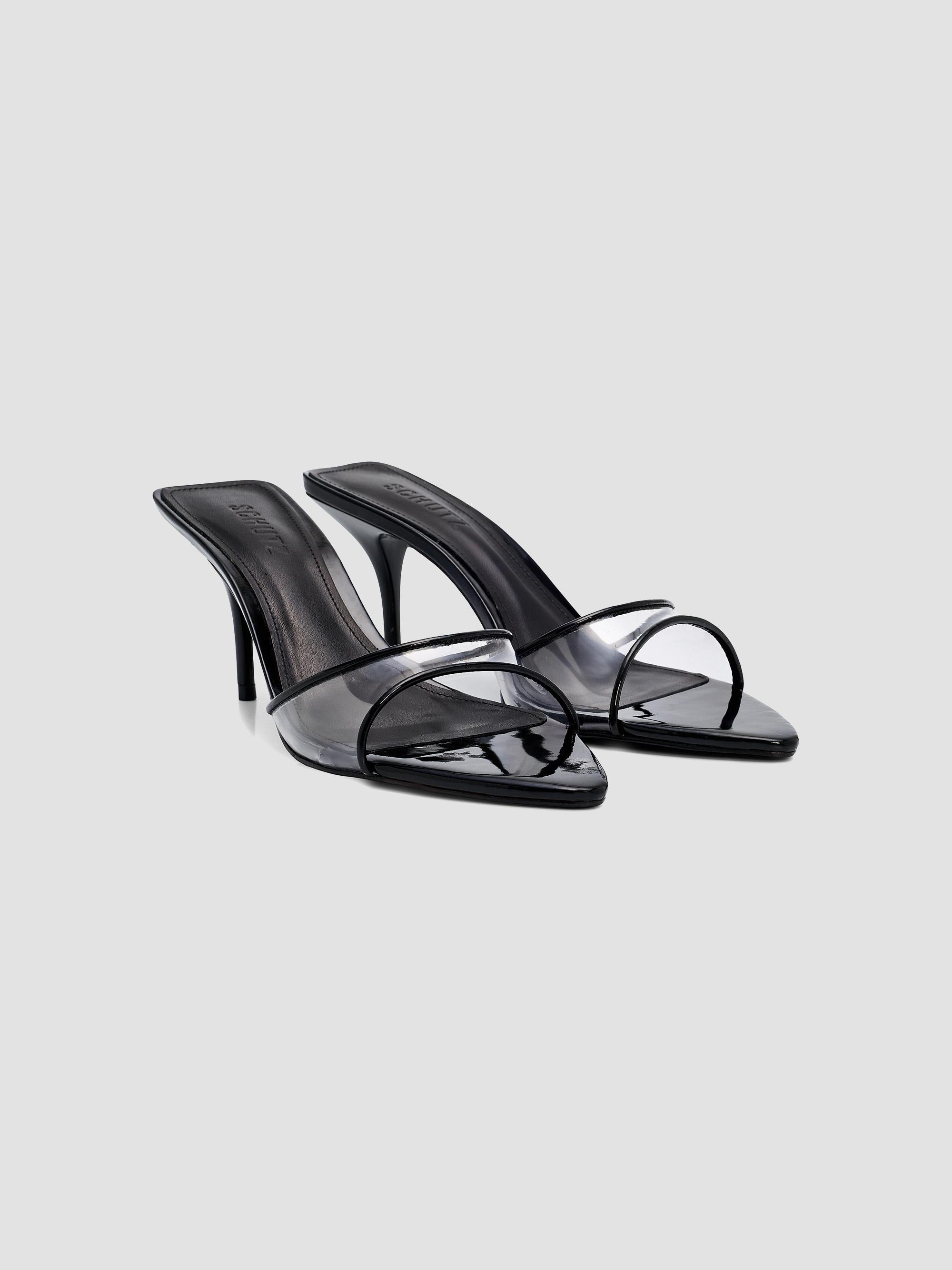 Schutz Elodie Vinyl 75MM Patent Leather Sandals | Saks Fifth Avenue