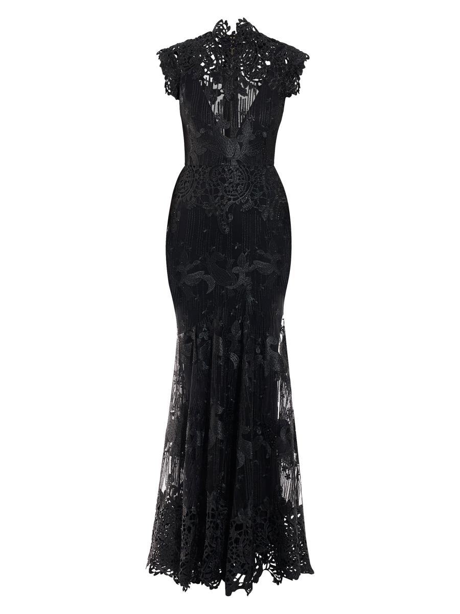 Zhivago Women's Stolen Dreams Lace Floral-appliqué Mermaid Gown In Black