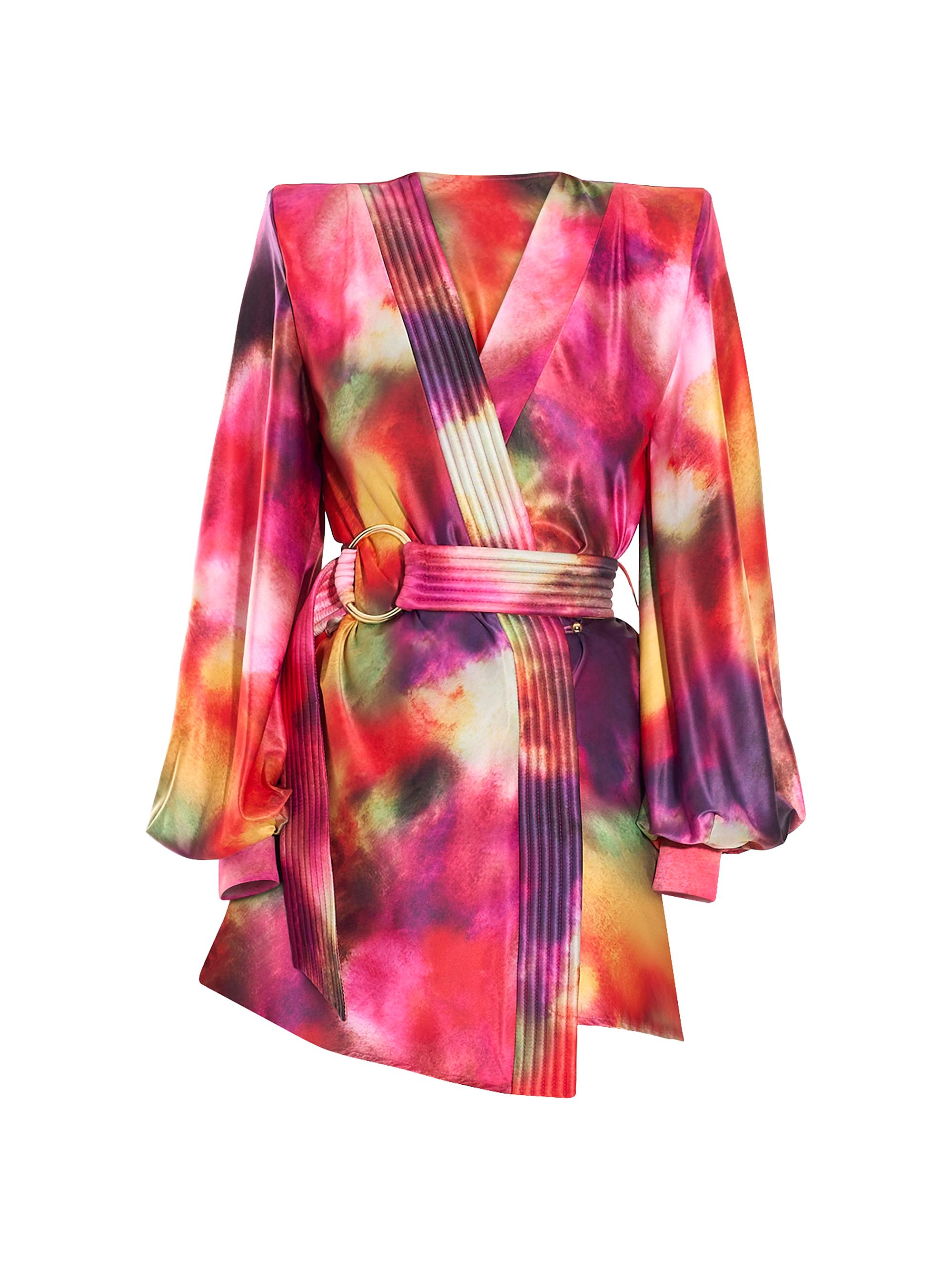 Zhivago Women's Cala Conta Tie-Dye Satin Tie-Waist Minidress