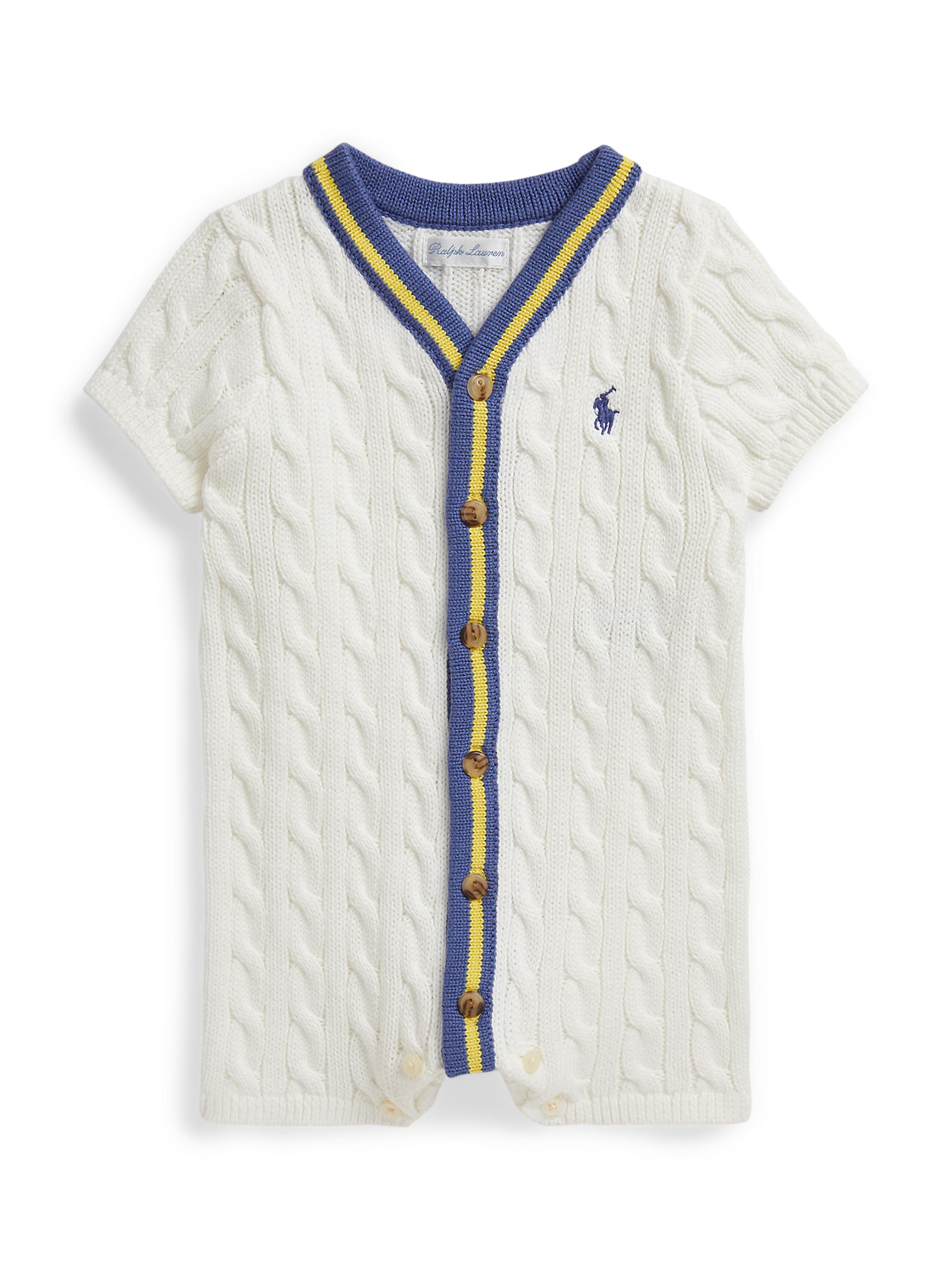 Polo Ralph Lauren Baby Boy's Cricket Cotton Knit Shortall - Deckwash White 9 Months