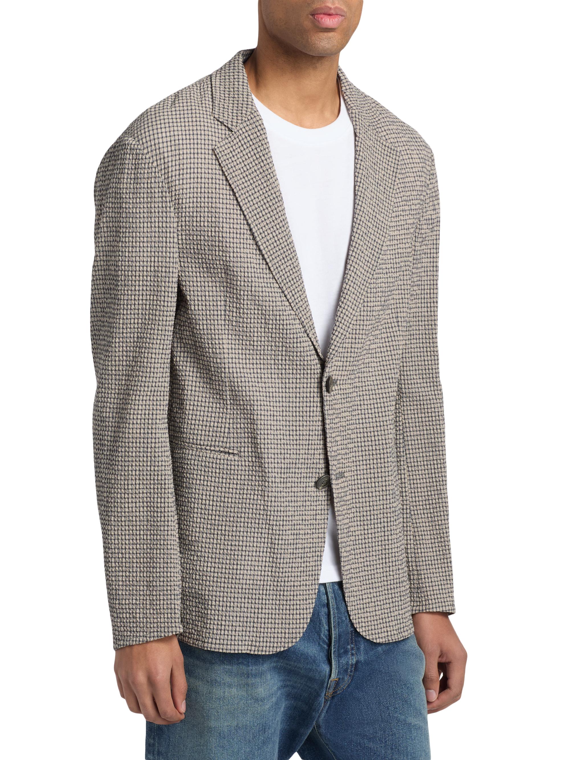 Emporio Armani Check Seersucker Soft Jacket | Saks Fifth Avenue