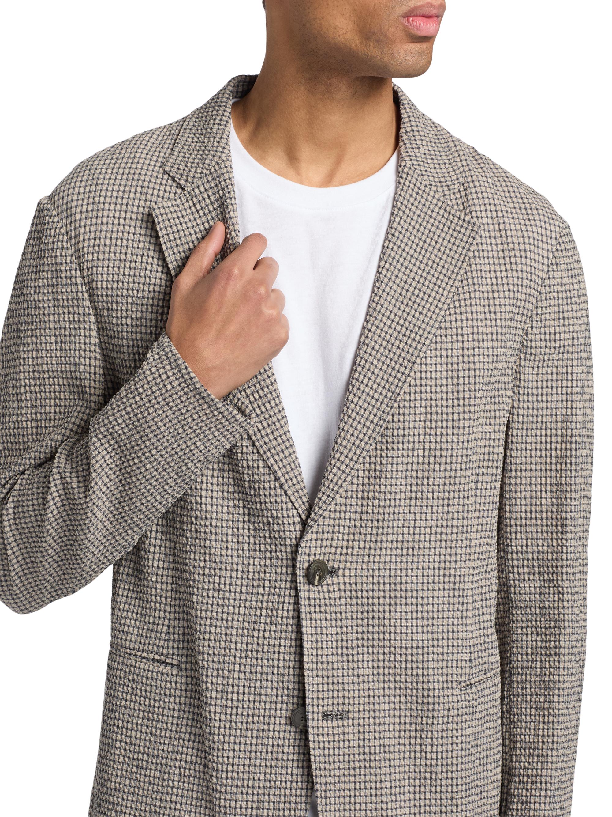 Emporio Armani Check Seersucker Soft Jacket | Saks Fifth Avenue