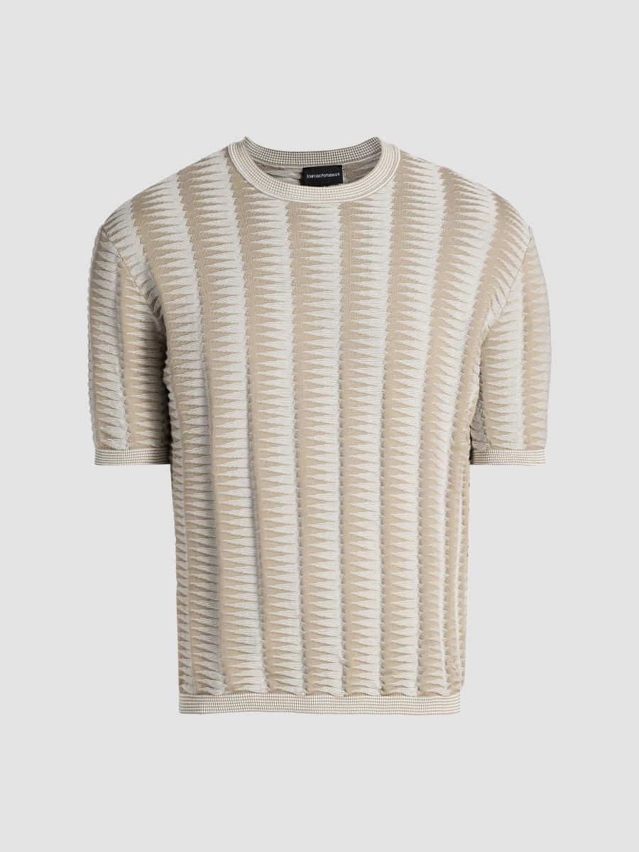 Emporio Armani Jagged Edge Short Sleeve Knit Sweater | Saks Fifth