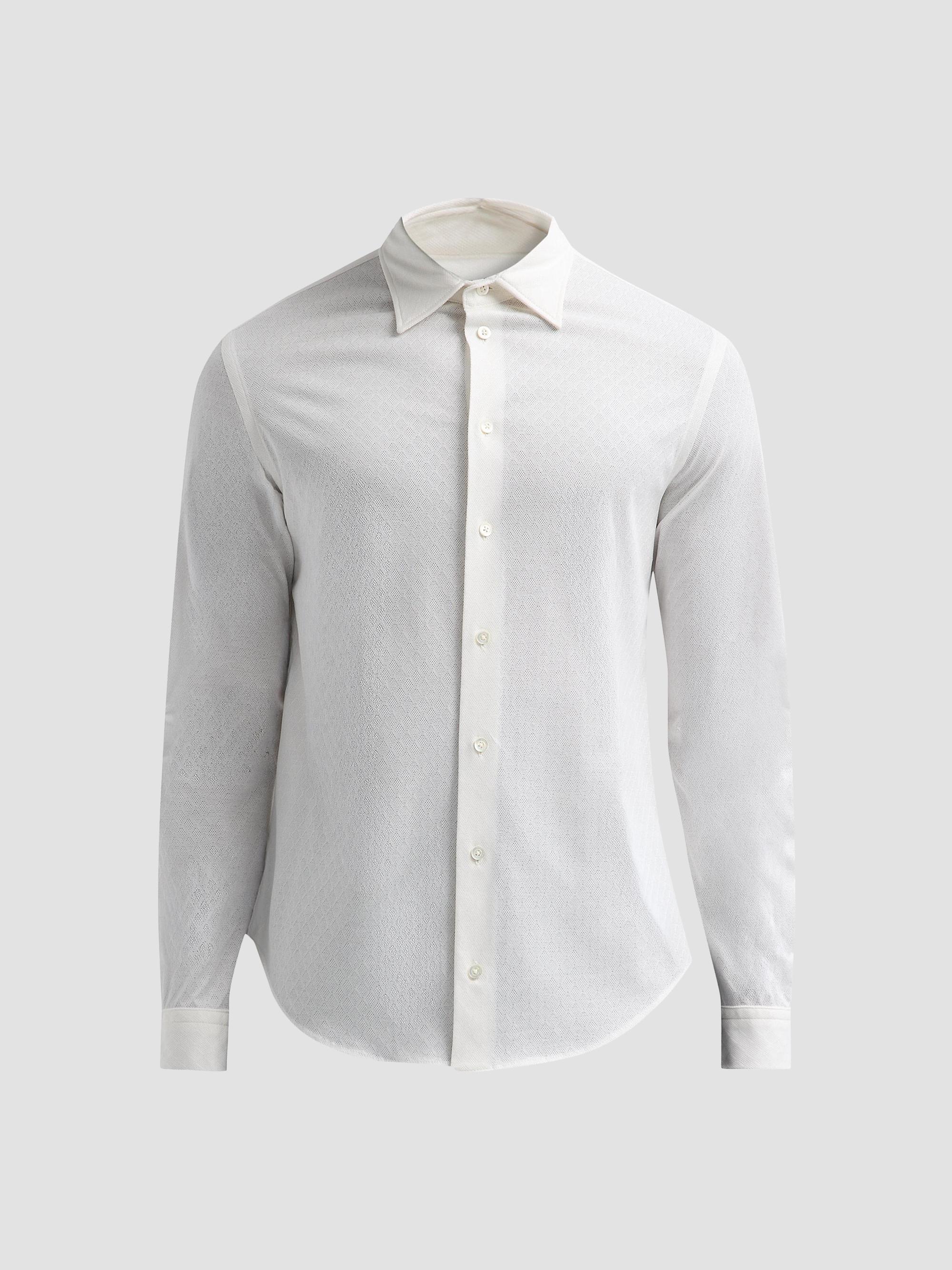 Emporio Armani Diamond-Textured Cotton Jacquard Sport Shirt | Saks