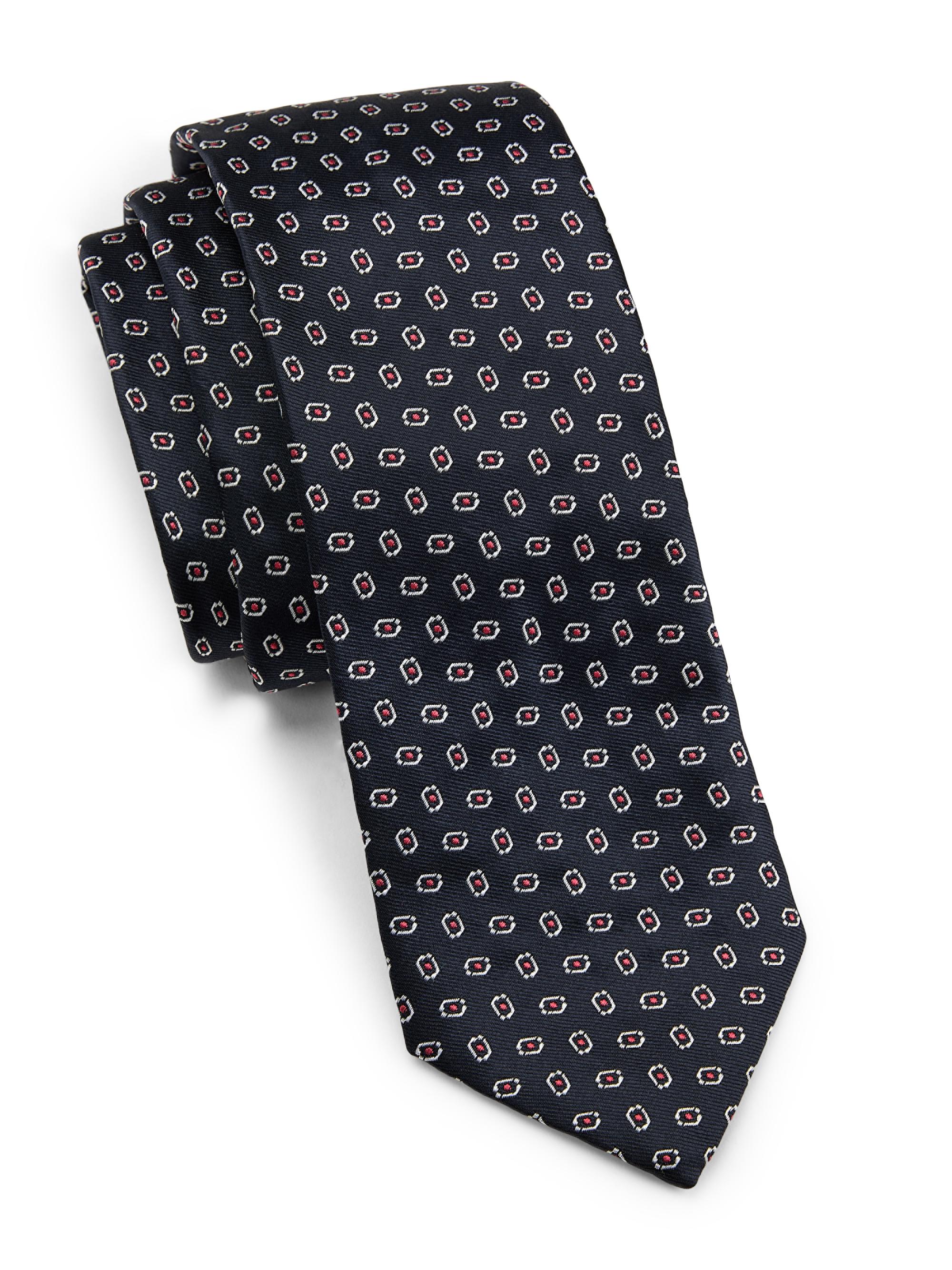 Emporio Armani Men's Geometric Silk Tie - Blue Navy | Thumbnail 3