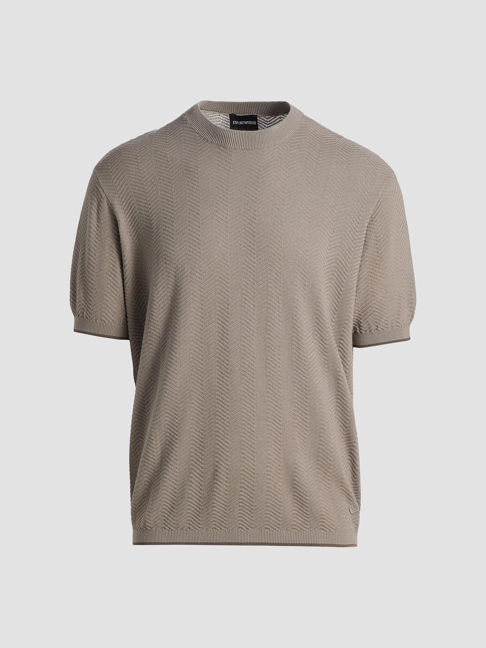 Emporio Armani Jagged Edge Short Sleeve Knit Sweater | Saks Fifth