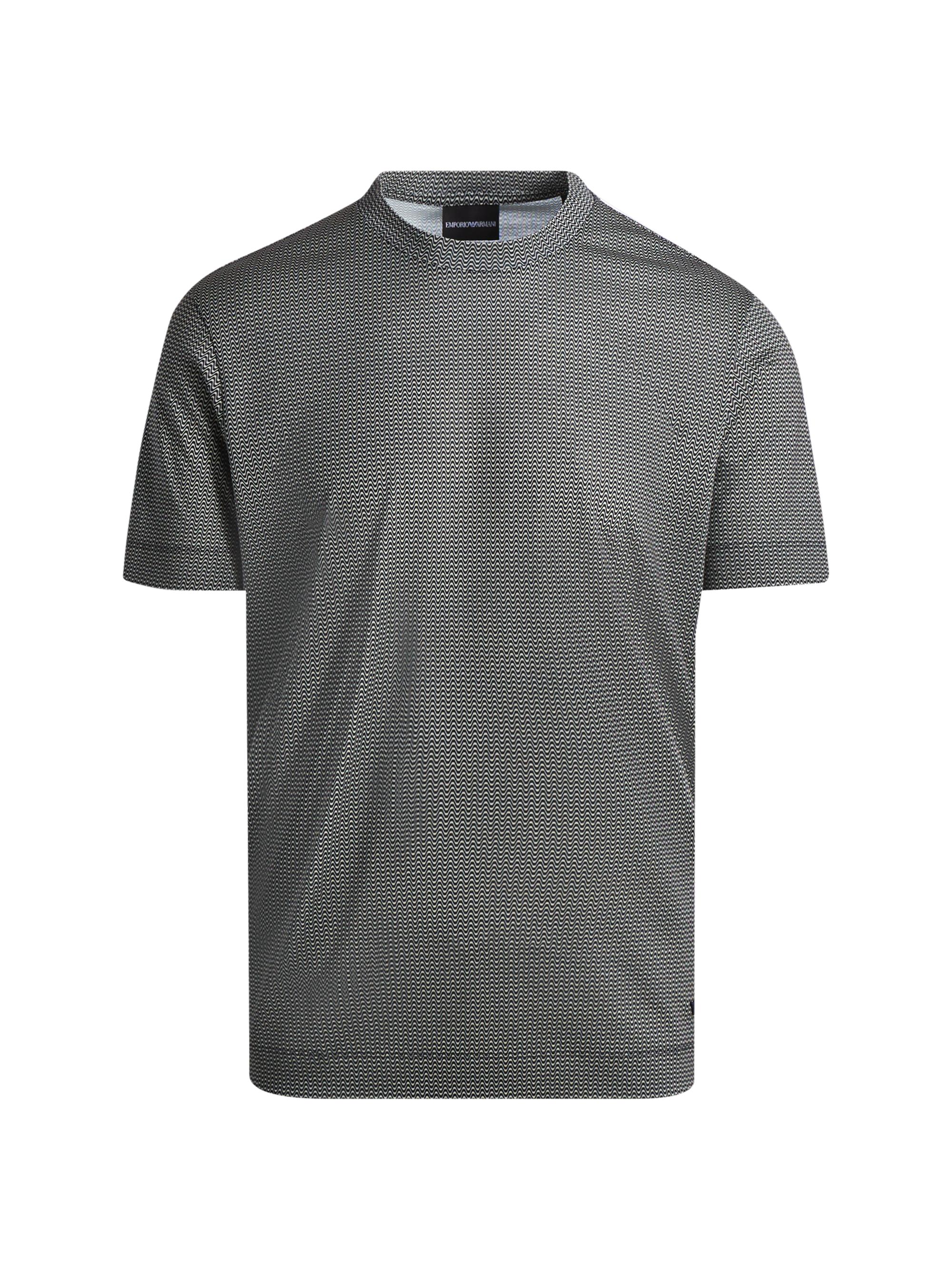 Emporio Armani Men's Wave Print Crewneck T-Shirt - White Navy