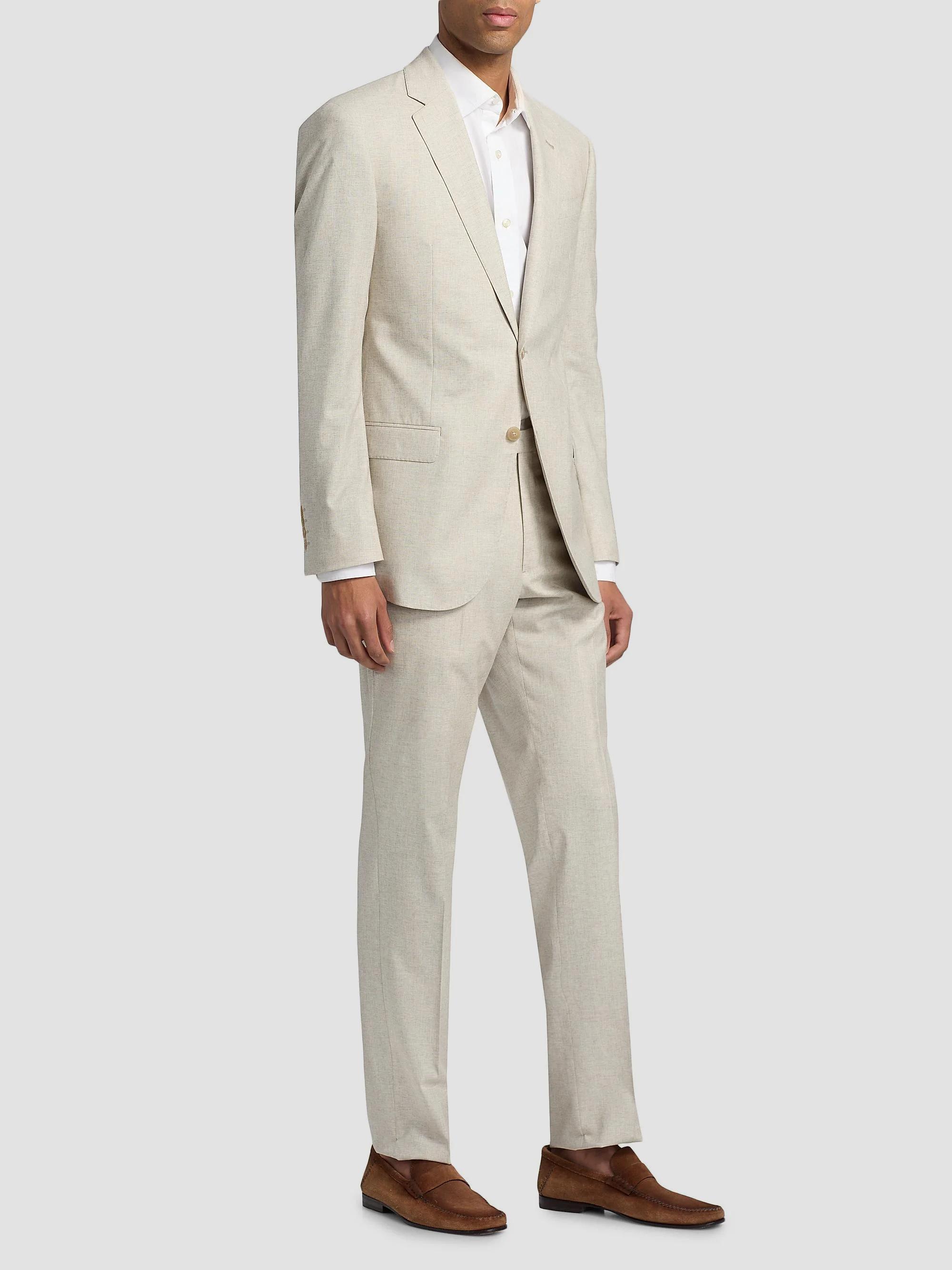 EMPORIO ARMANI ジョーゼット織サンドベージュ　52 Emporio Armani Wool-Cotton-Silk Single-Breasted Summer Suit | Saks