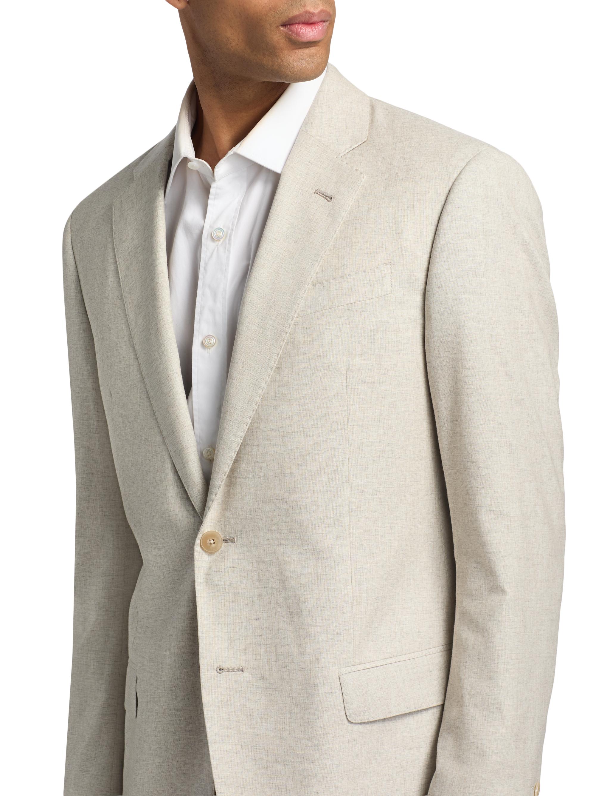 スーツ EMPORIO ARMANI khaki WOOL RAYON Suits 50 Emporio Armani Wool-Cotton-Silk Single-Breasted Summer Suit | Saks